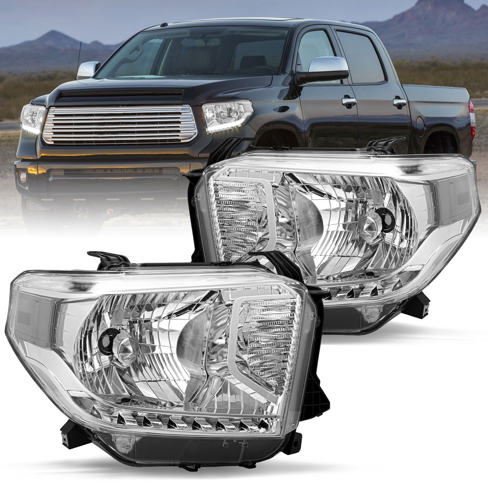 VehicleAid Headlights For 2014-2017 Toyota Tundra