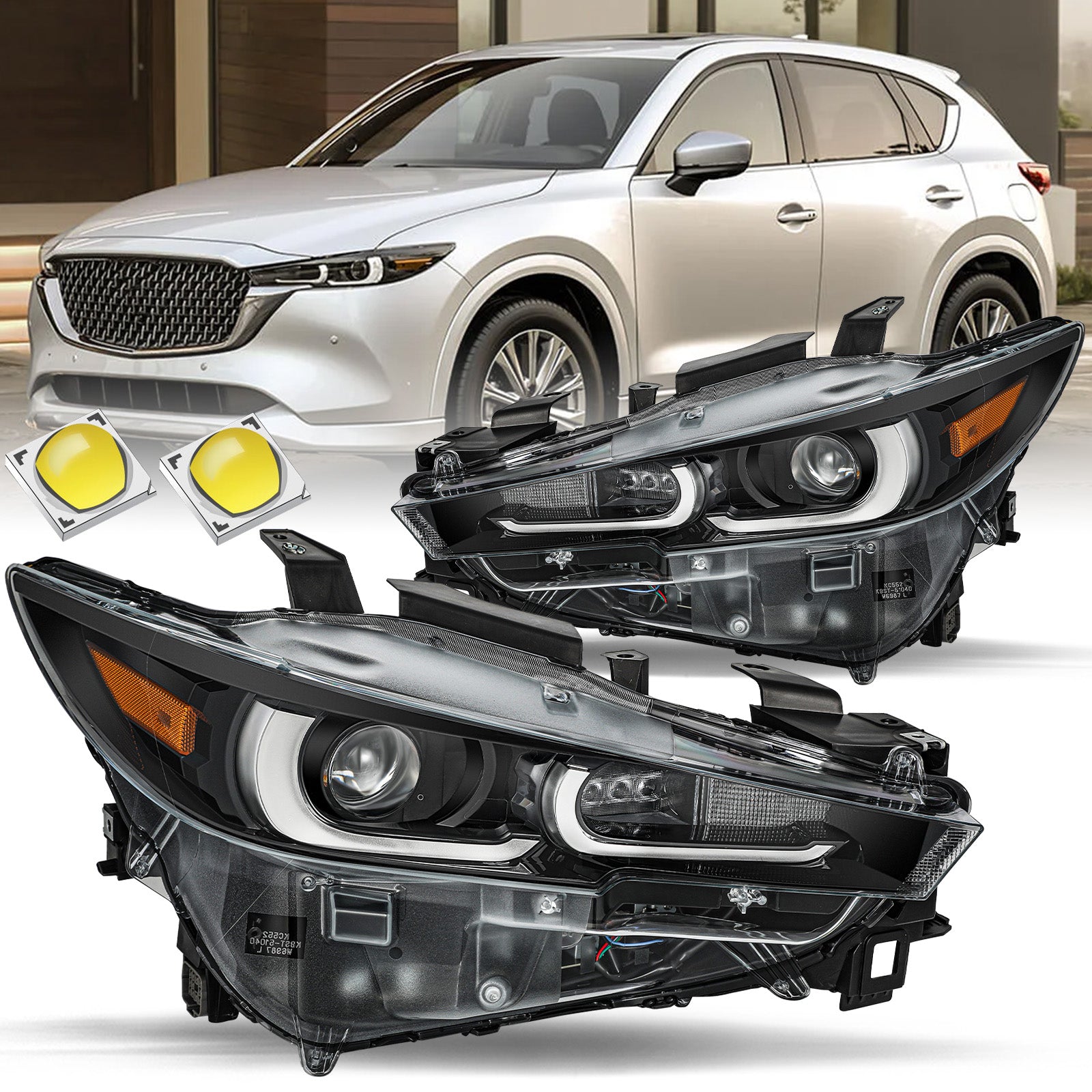 VehicleAid Headlights For 2022-2024 Mazda CX-5 With LED DRL w/o AFS