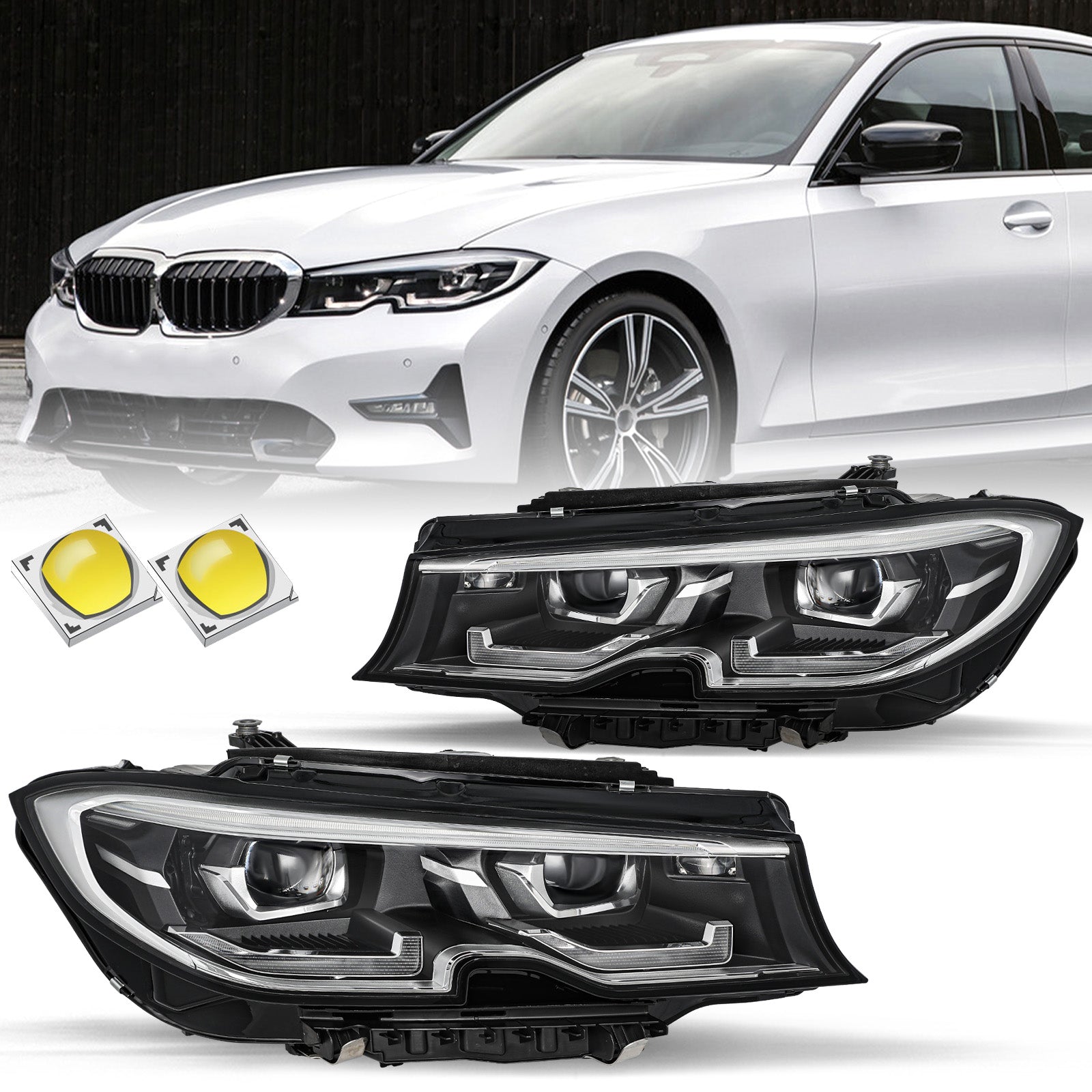 VehicleAid Headlights For 2019-2021 BMW 320i 330i 340i G20/G21/G28