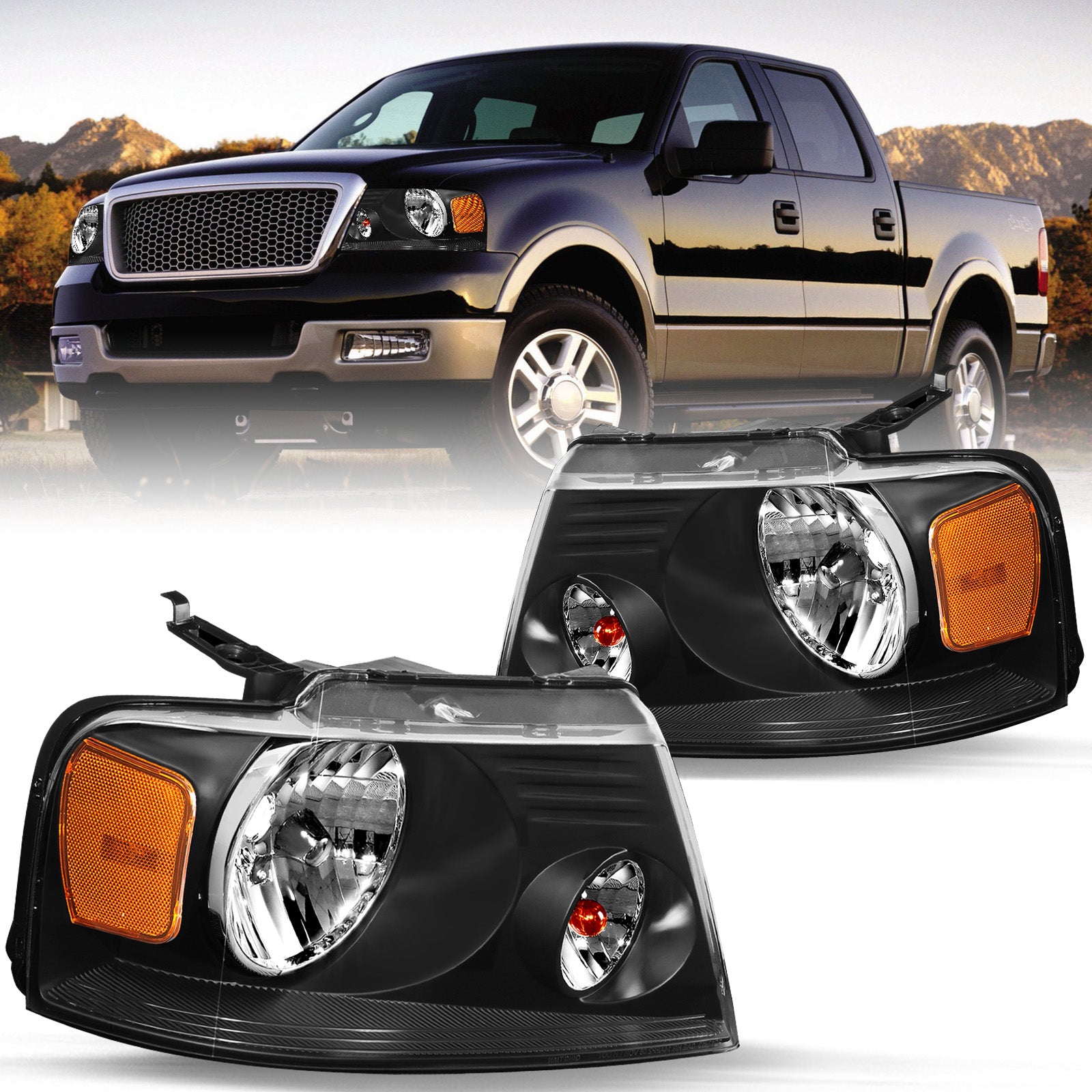 VehicleAid Headlights For 2004-2008 Ford F150 Pickup