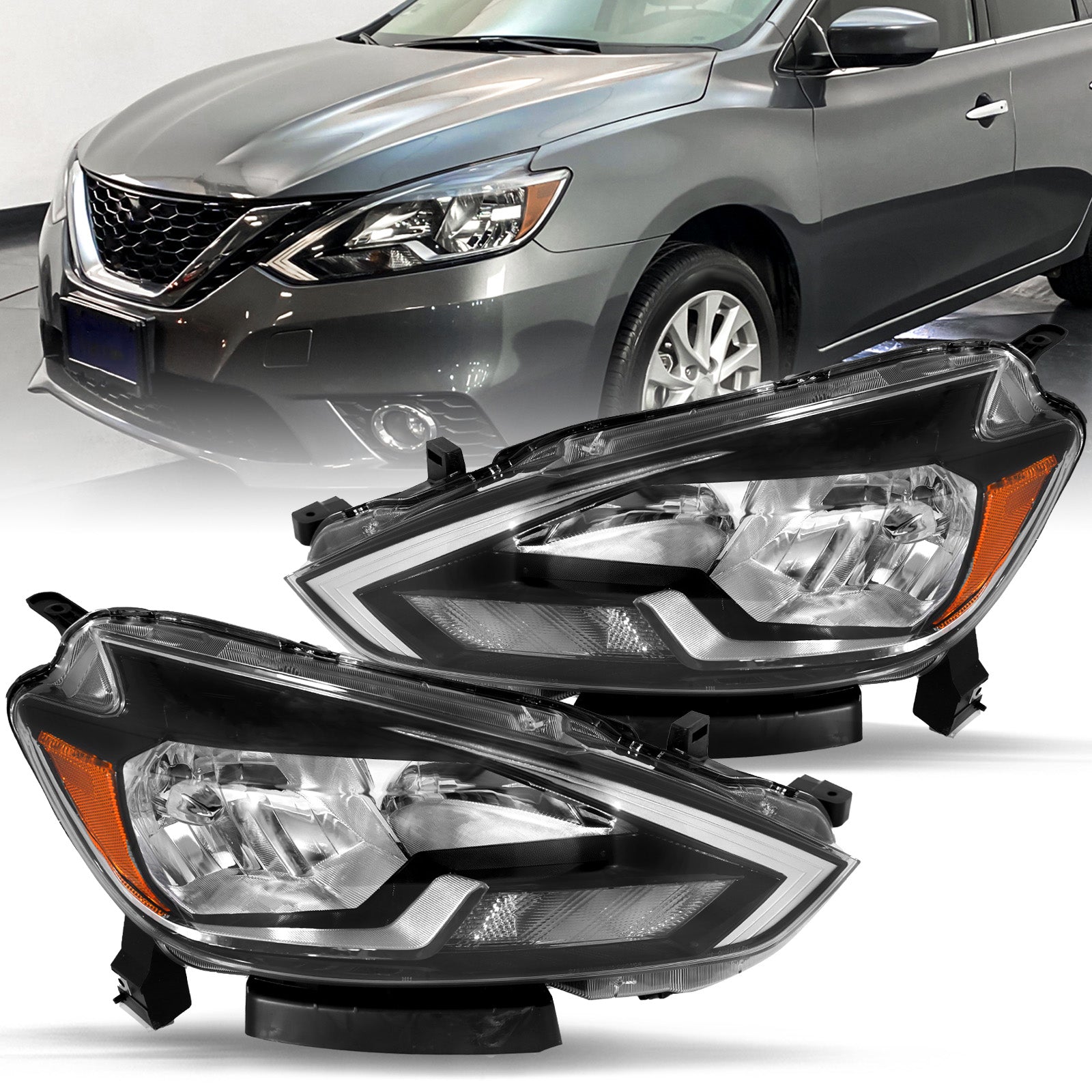 VehicleAid Headlights For 2016-2019 Nissan Sentra