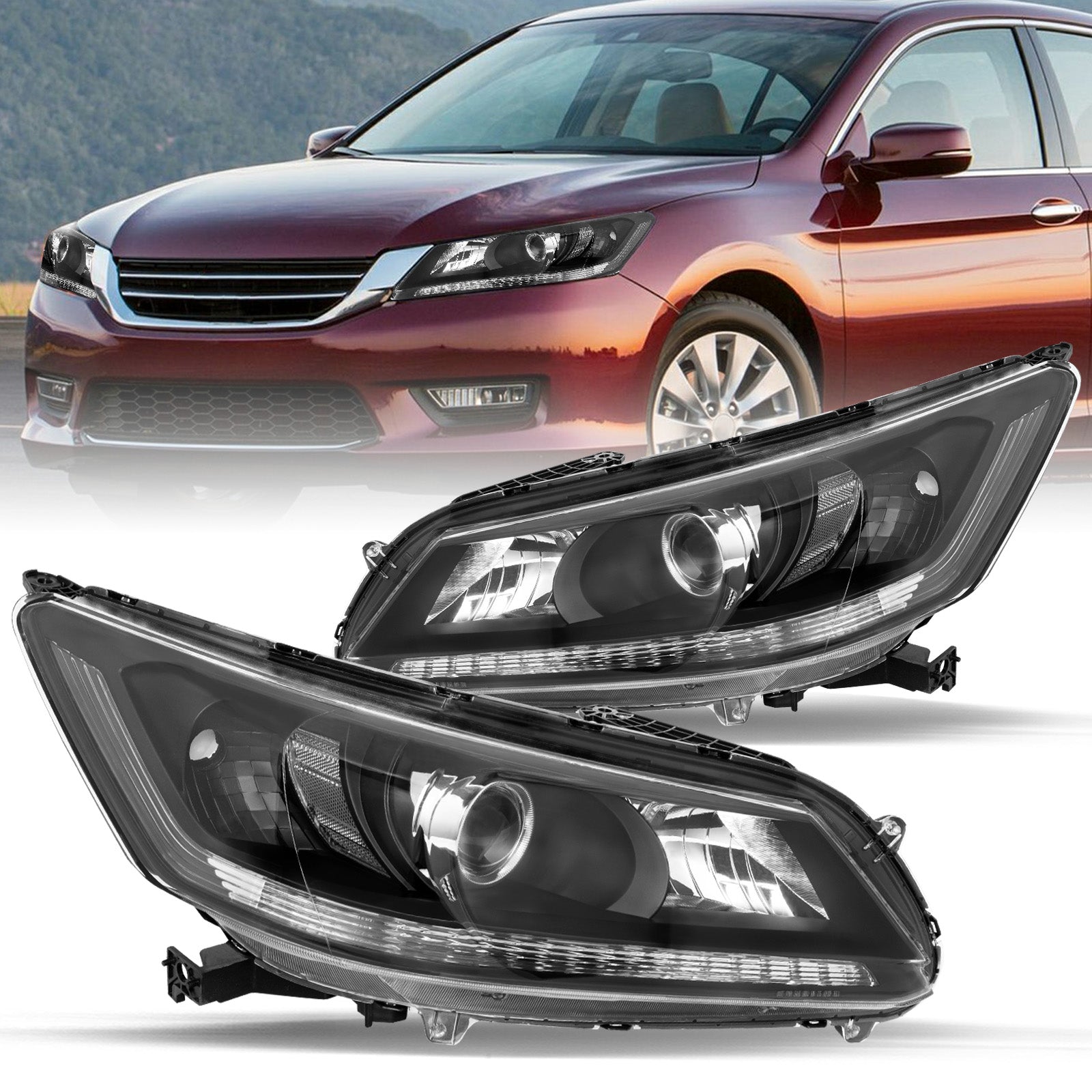 VehicleAid Headlights For 2013-2015 Honda Accord