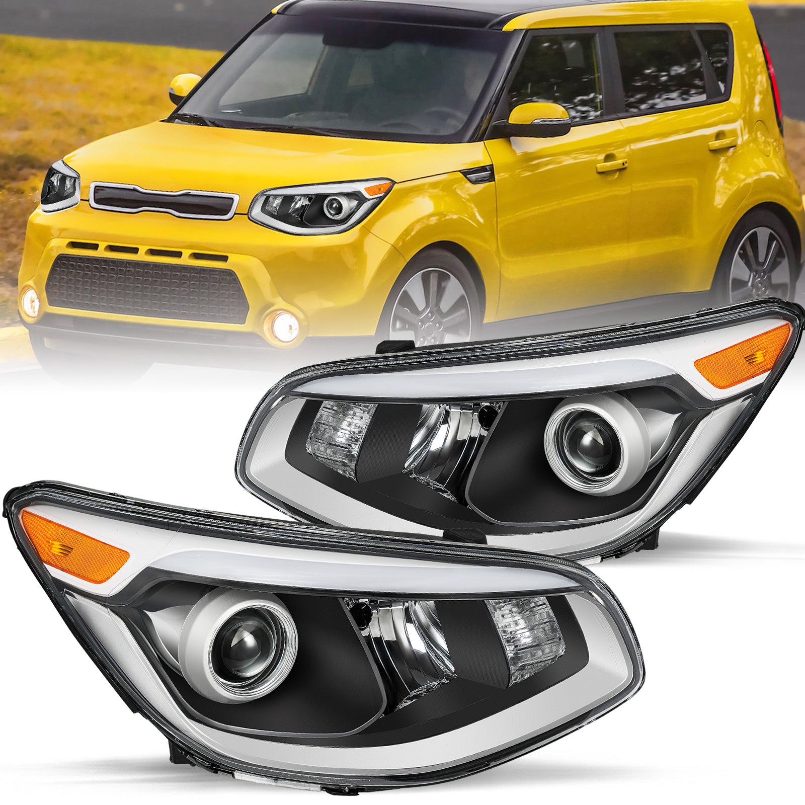 VehicleAid Headlights For 2014-2016 Kia Soul Hatchback