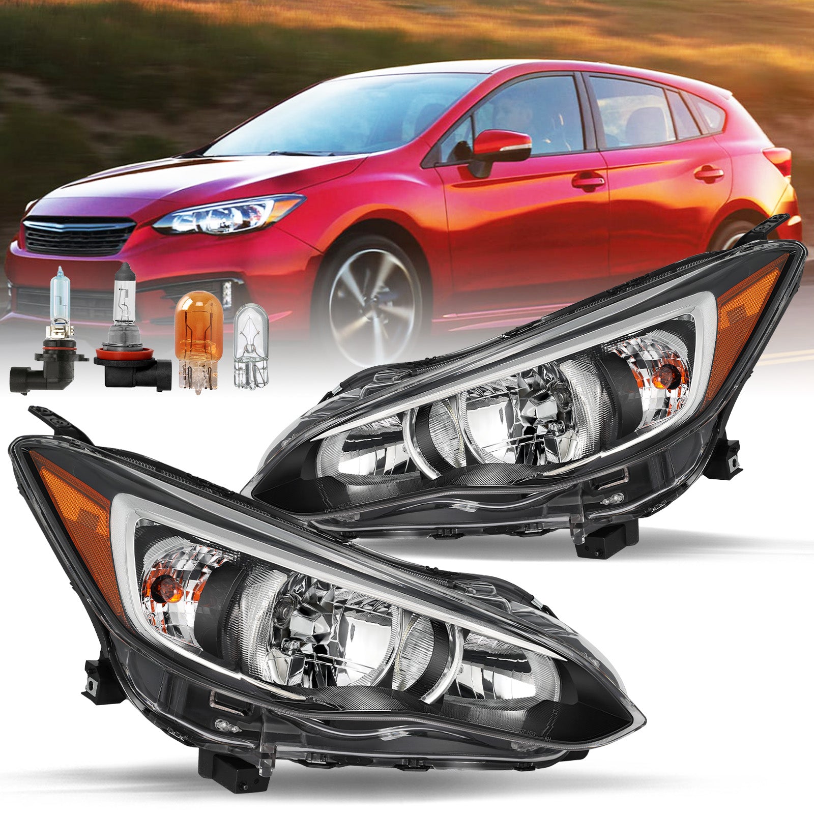 VehicleAid Headlights For 2017-2022 Subaru Impreza