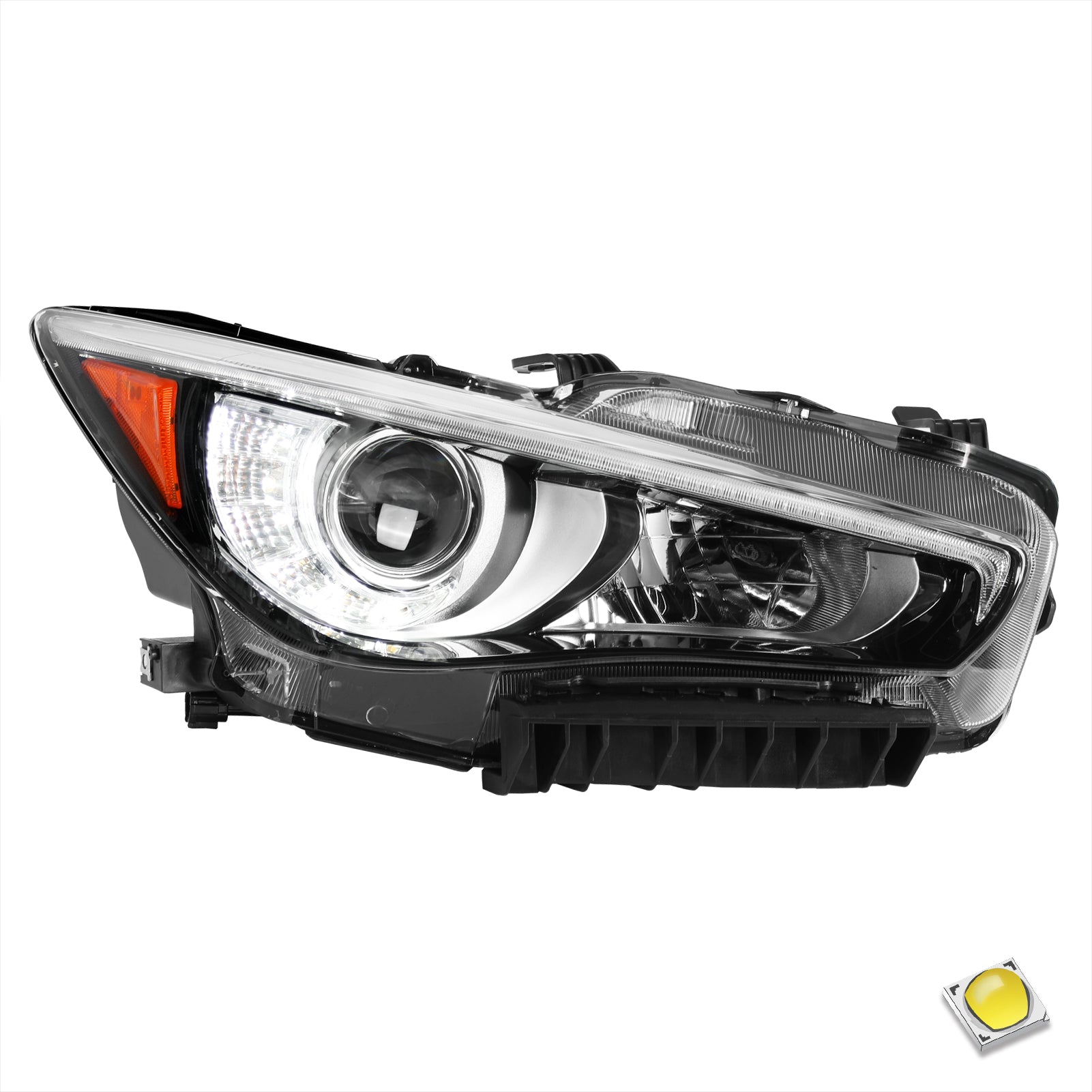 VehicleAid Full LED Headlights For 2014-2022 Infiniti Q50 w/AFS