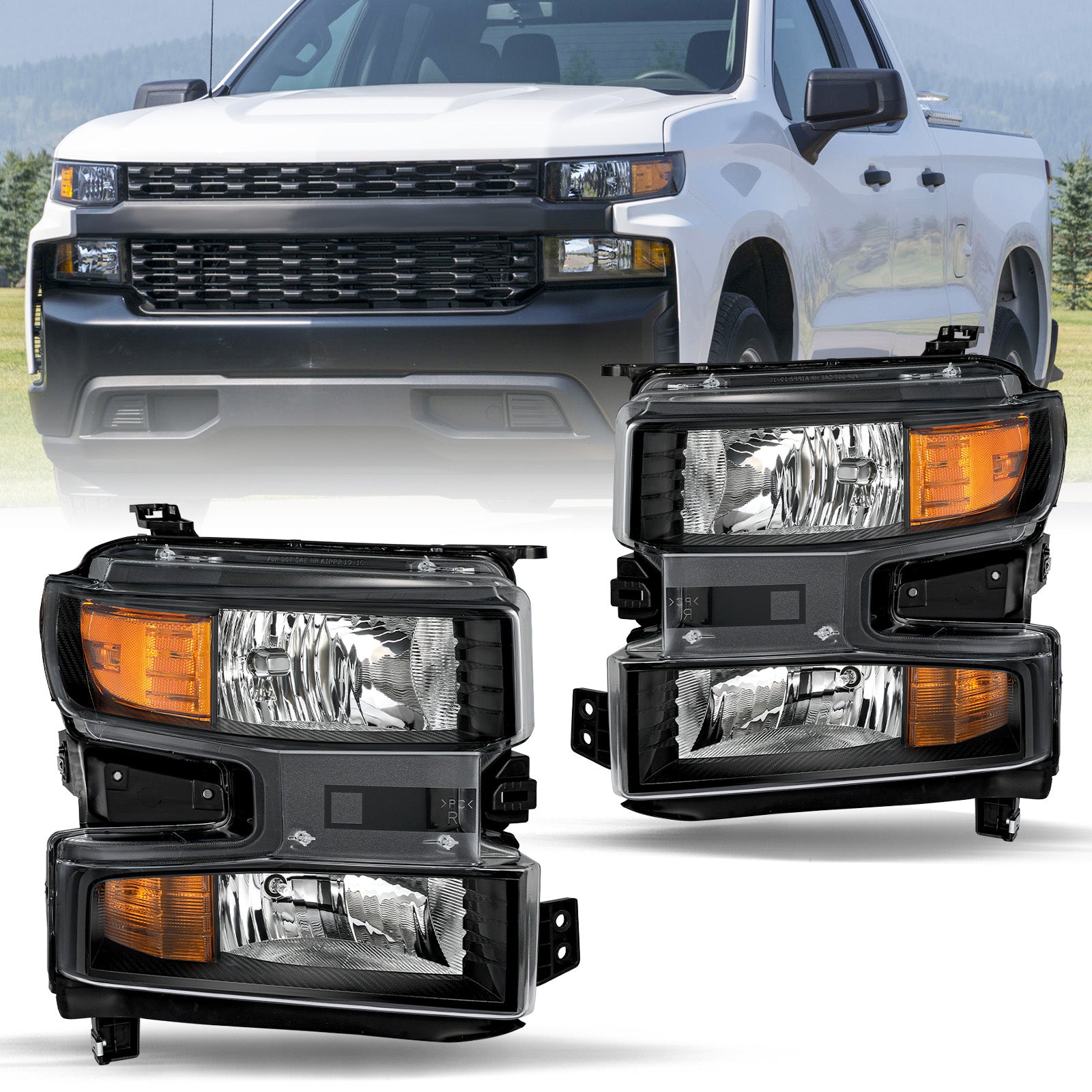 VehicleAid Headlights For 2019-2022 Chevy Silverado 1500