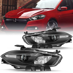 VehicleAid Headlights For 2013-2016 Dodge Dart Halogen Type