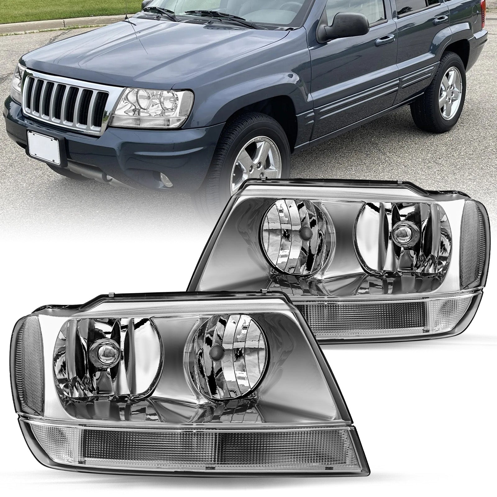 VehicleAid Headlights For 1999-2004 Jeep Grand Cherokee