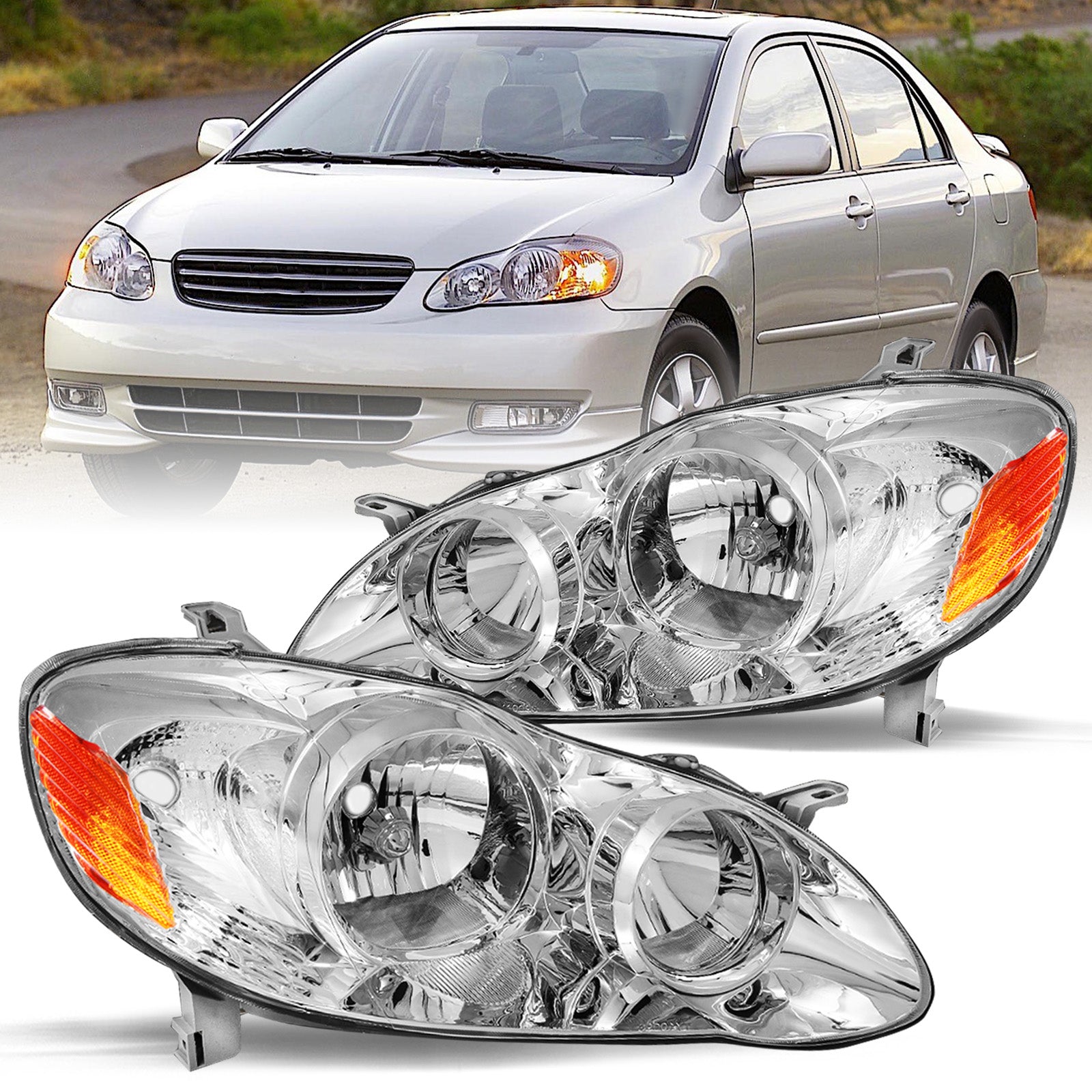 VehicleAid Headlights For 2003-2008 Toyota Corolla