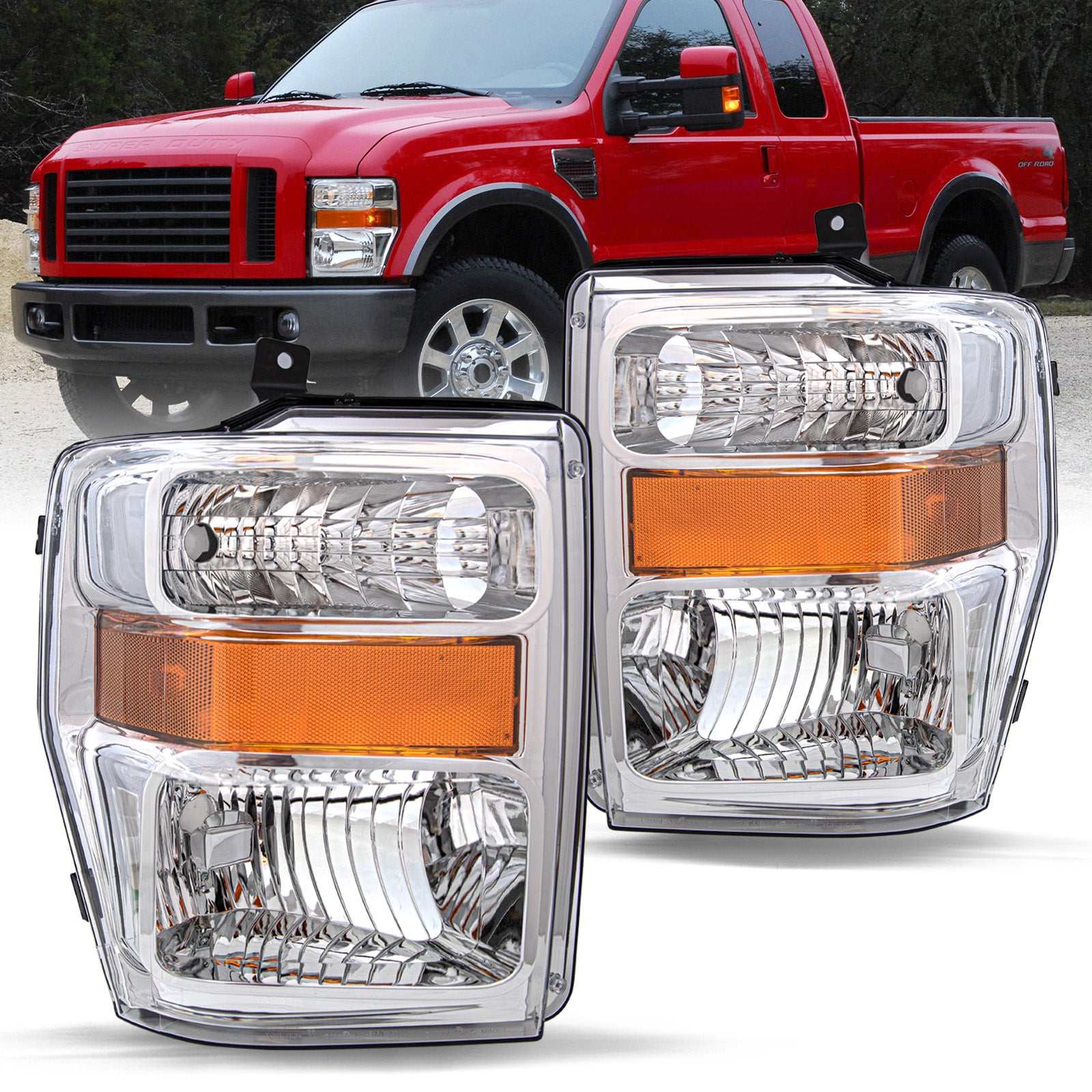 VehicleAid Headlights For 2008-2010 Ford F250 F350 F450 F550 Super Duty