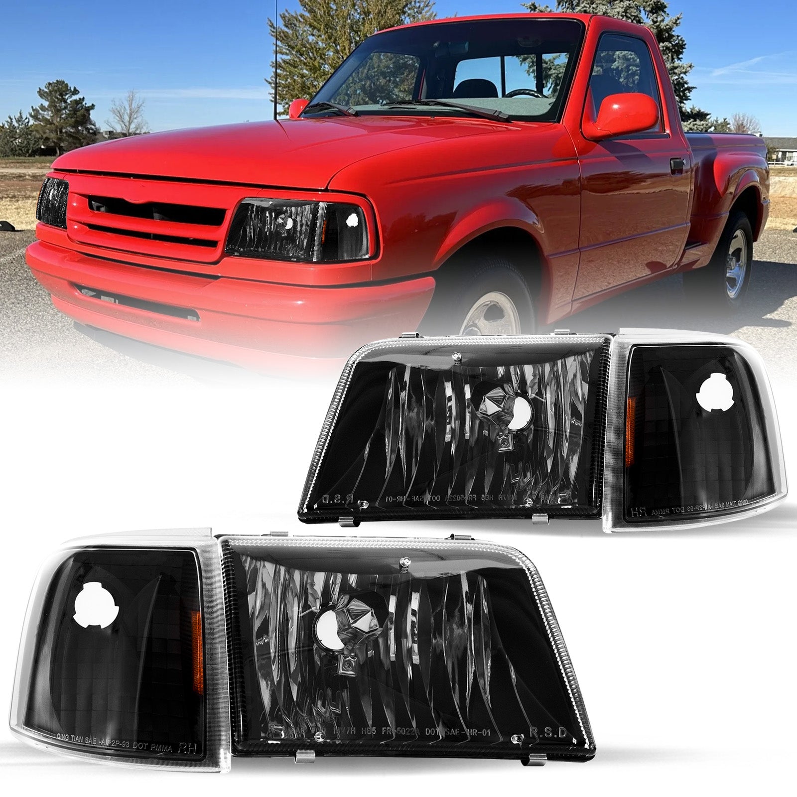 VehicleAid Headlights For 1993-1997 Ford Ranger