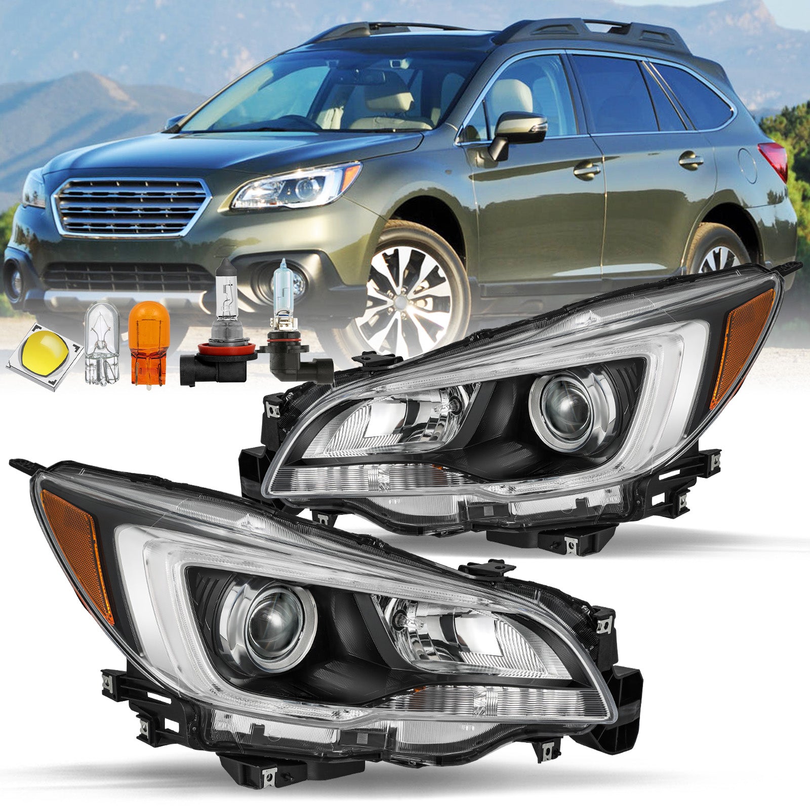 VehicleAid Headlights For 2015-2017 Subaru Outback