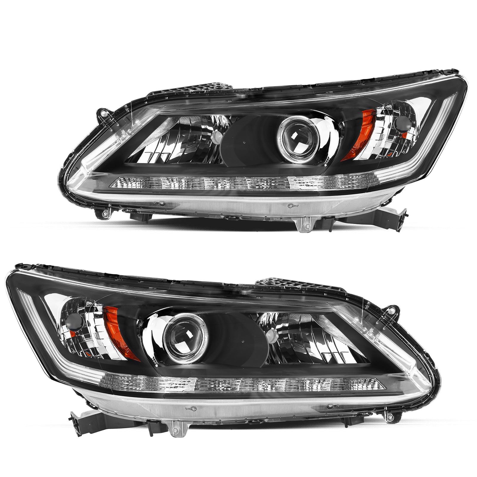 VehicleAid Headlights For 2013-2015 Honda Accord w/LED DRL