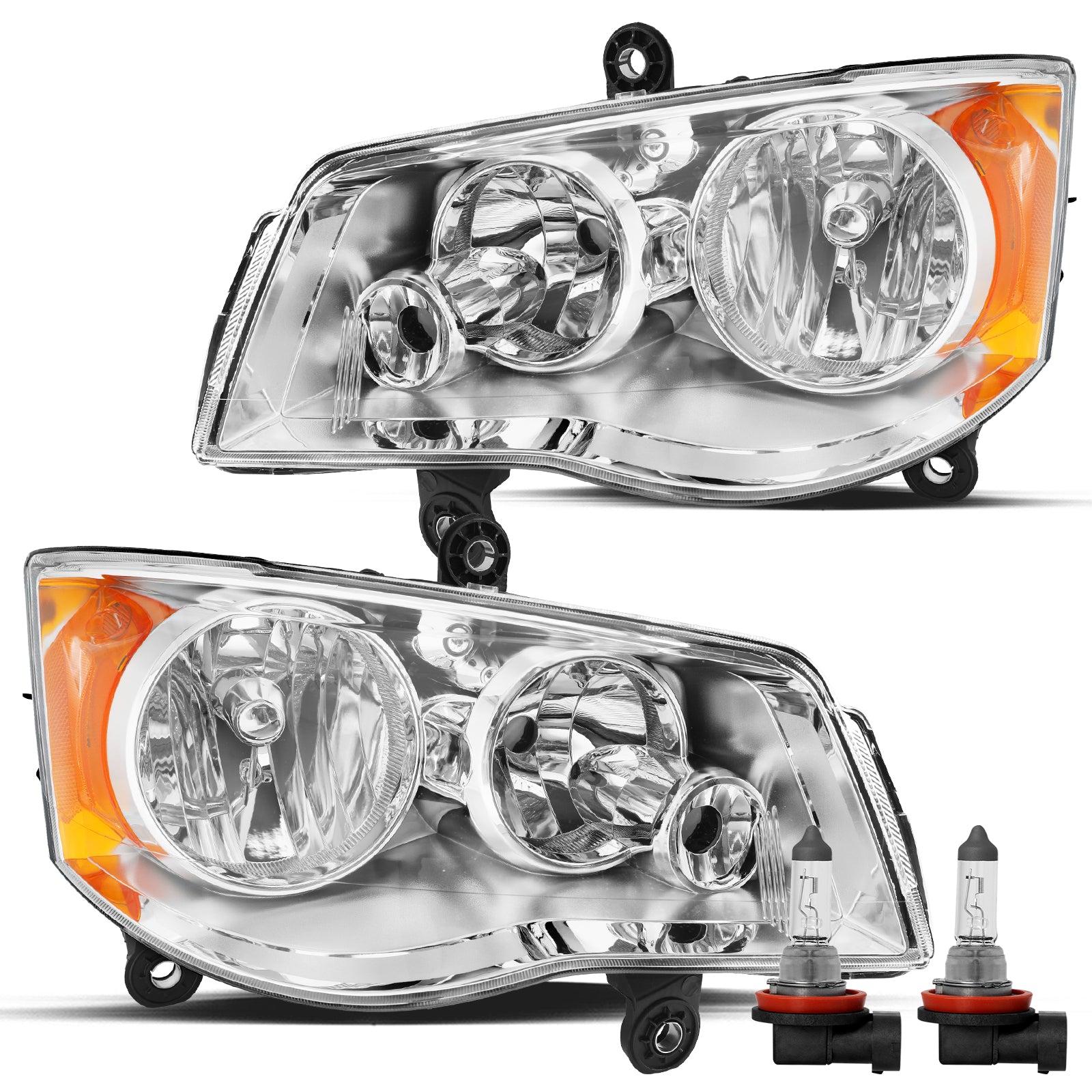 VehicleAid Headlights For 2008-2016 Chrysler Town & Country