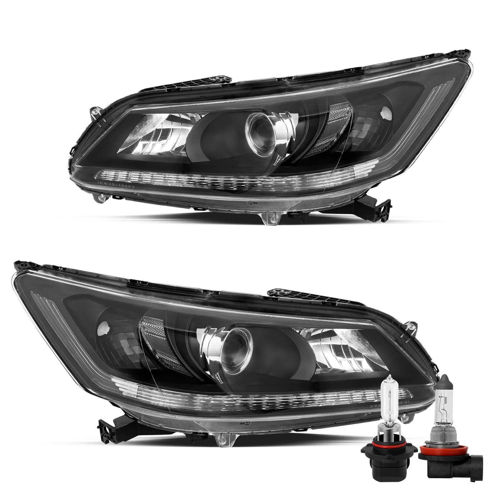 VehicleAid Headlights For 2013-2015 Honda Accord w/LED DRL