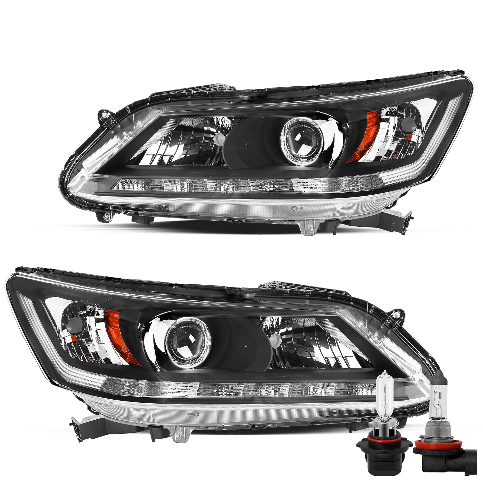 VehicleAid Headlights For 2013-2015 Honda Accord w/LED DRL