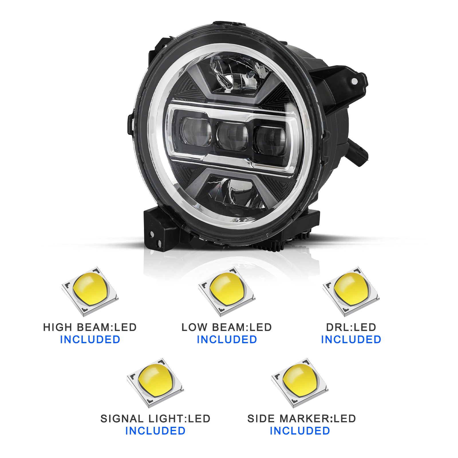 VehicleAid Headlights For 2018-2022 Jeep Wrangler JL