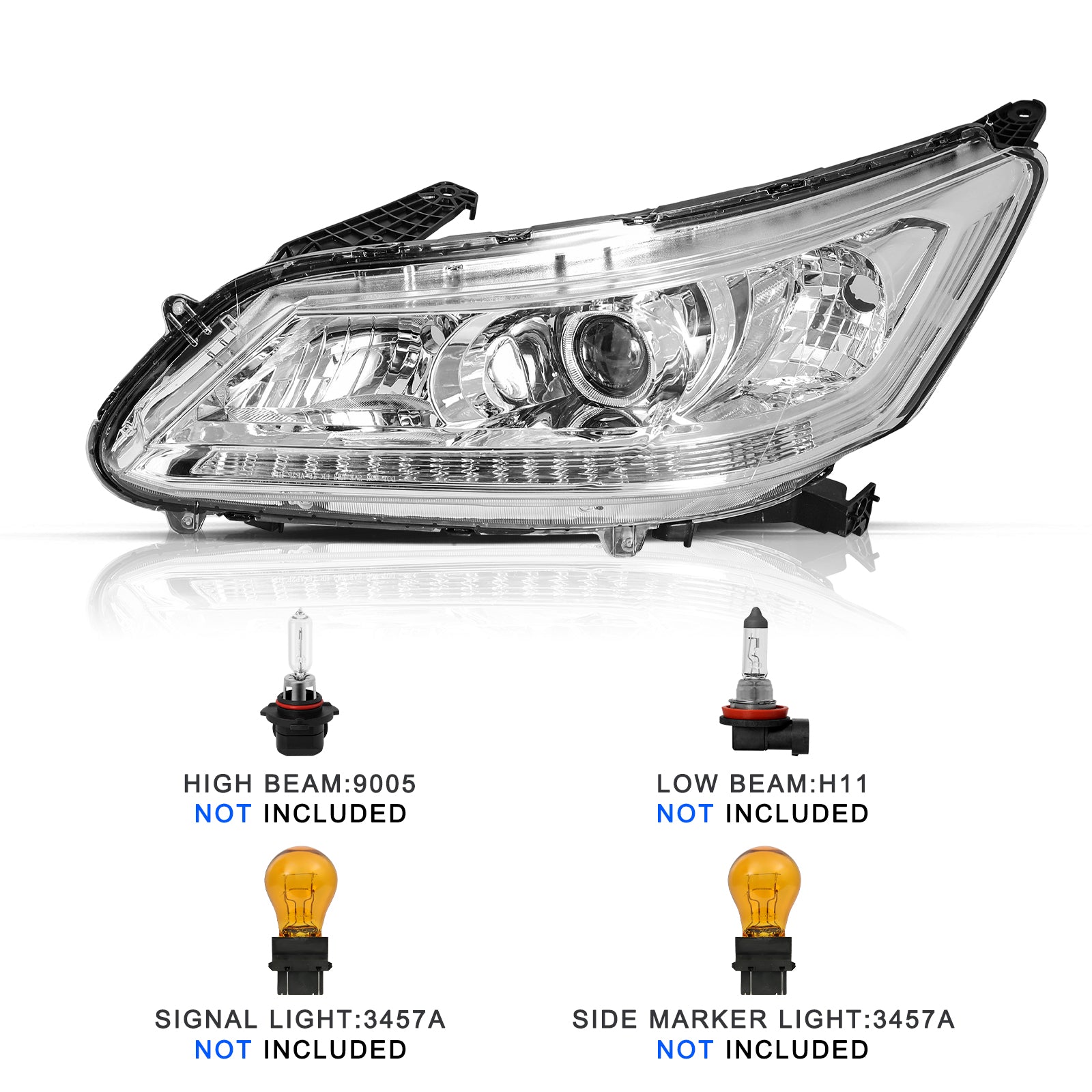 VehicleAid Headlights For 2013-2015 Honda Accord