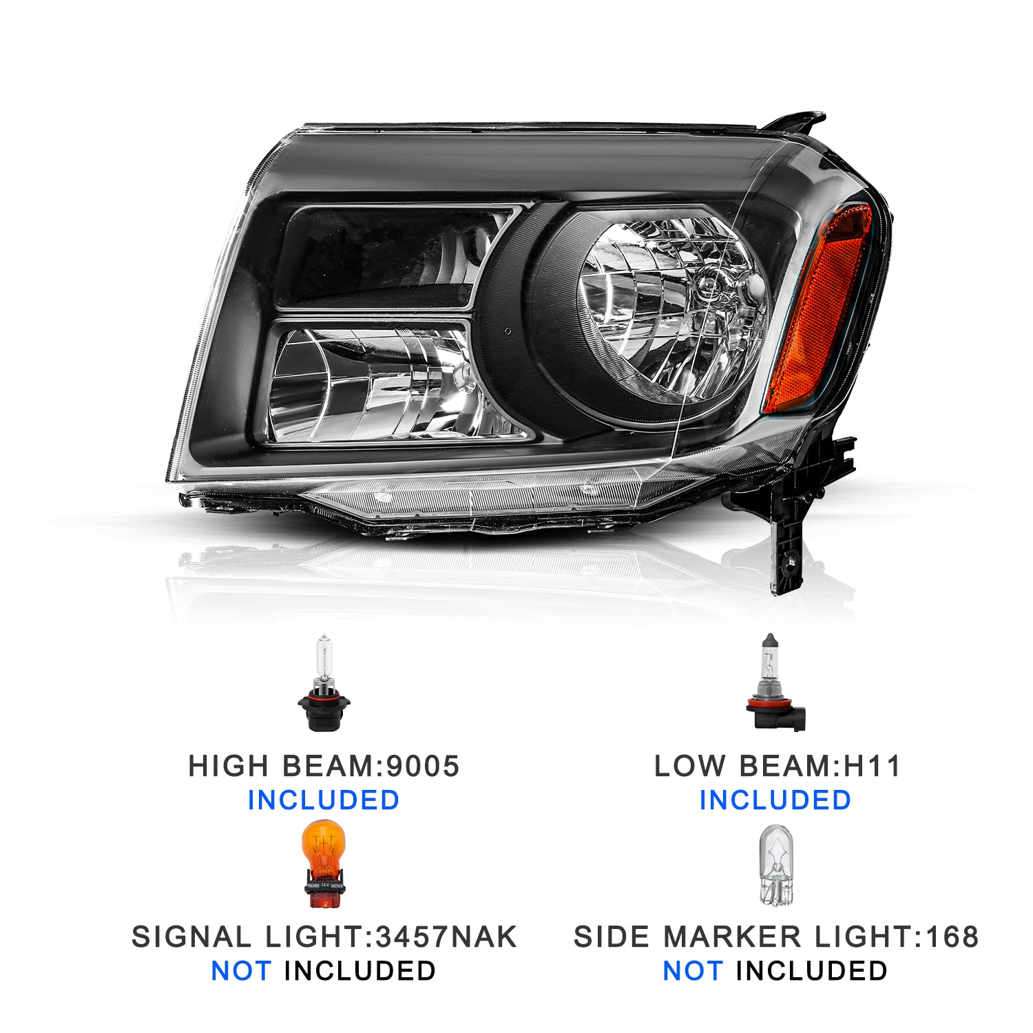 VehicleAid Headlights For 2012-2015 Honda Pilot