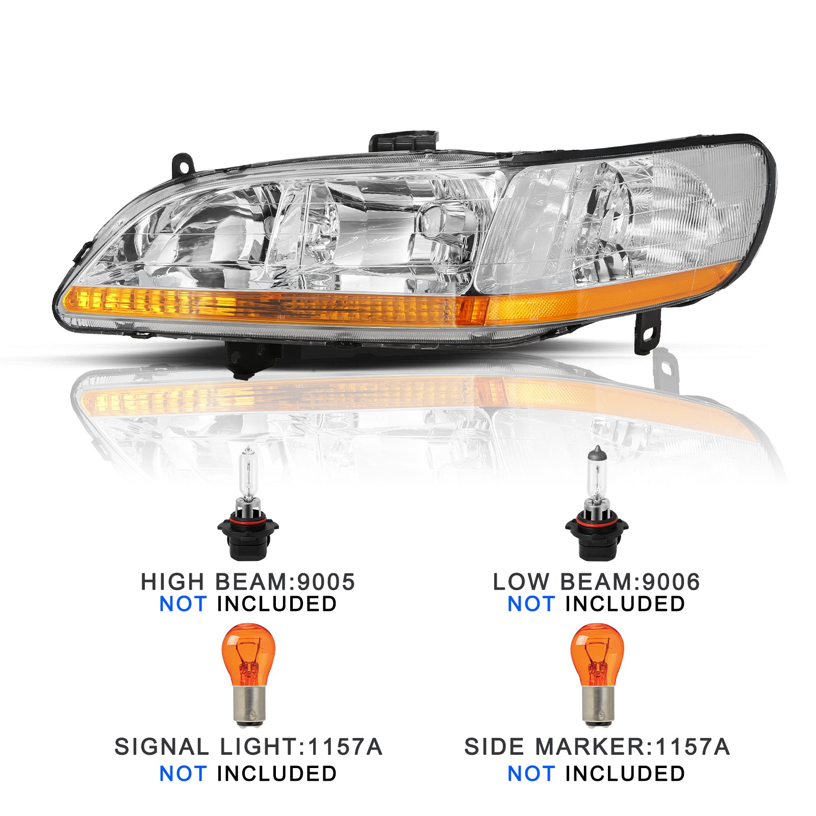 VehicleAid Headlights For 1998-2002 Honda Accord