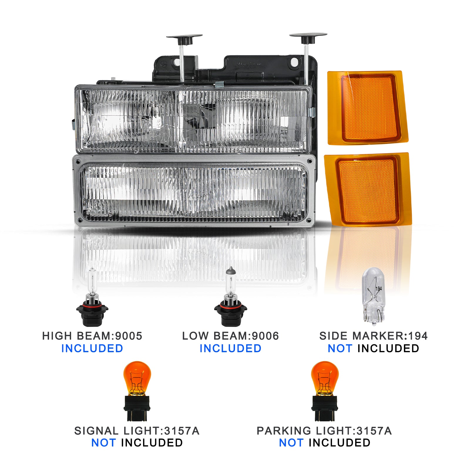 VehicleAid Headlights For 1994-1999 Chevy C1500