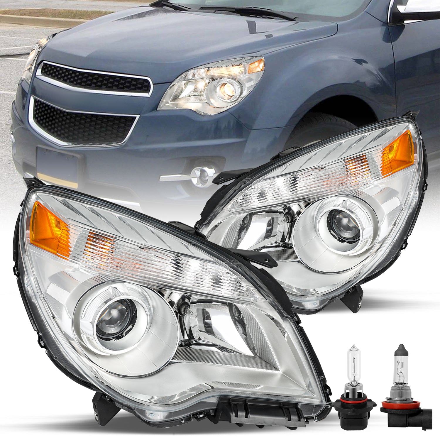 VehicleAid Headlights For 2010-2015 Chevy Equinox Halogen Type