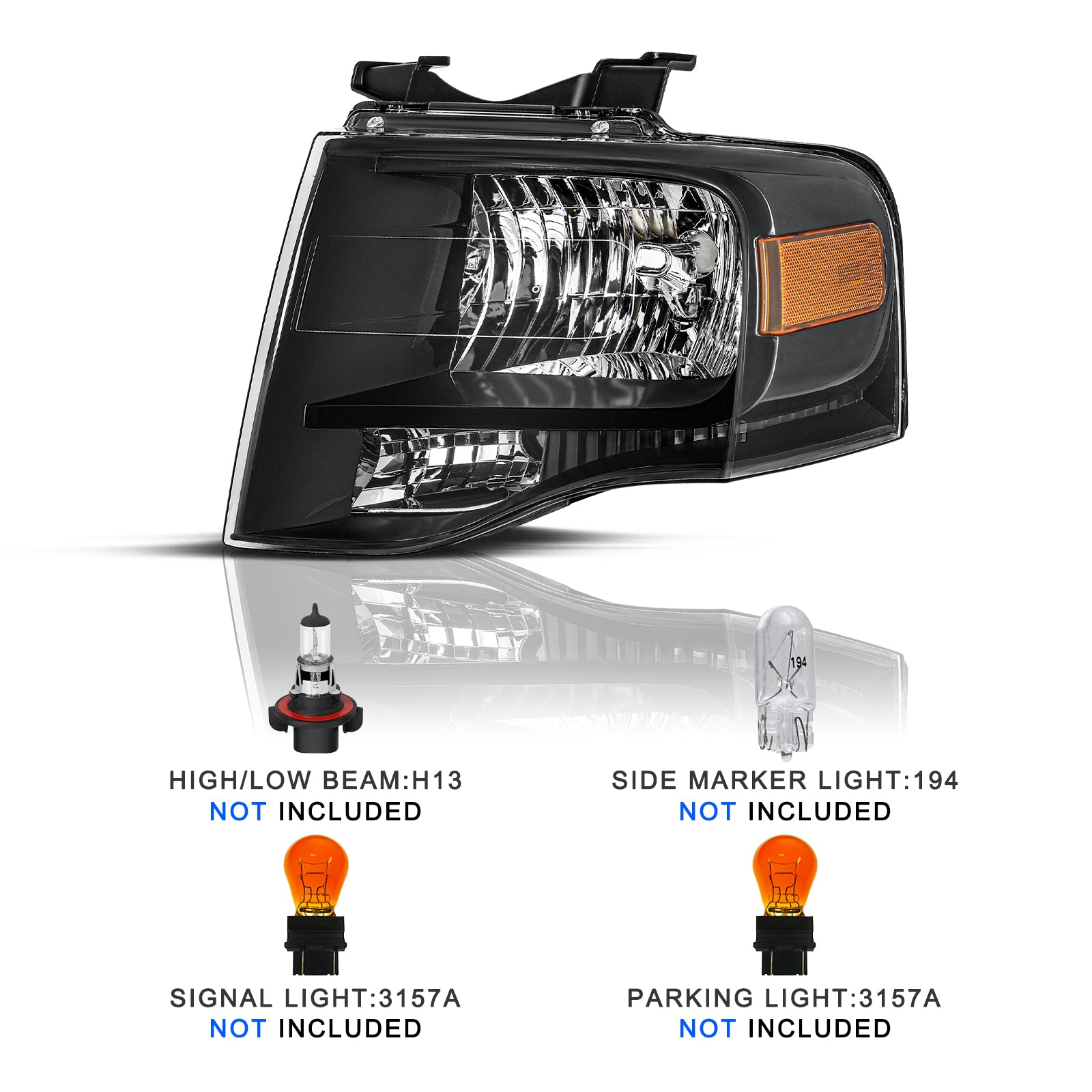 VehicleAid Headlights For 2007-2014 Ford Expedition