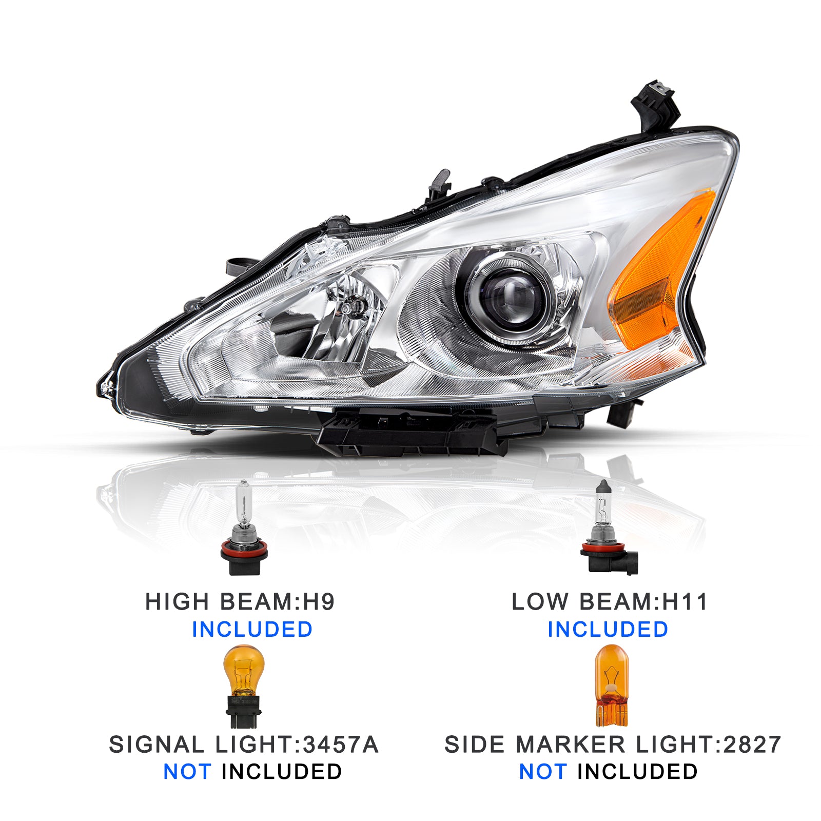 VehicleAid Headlights For 2013-2015 Nissan Altima