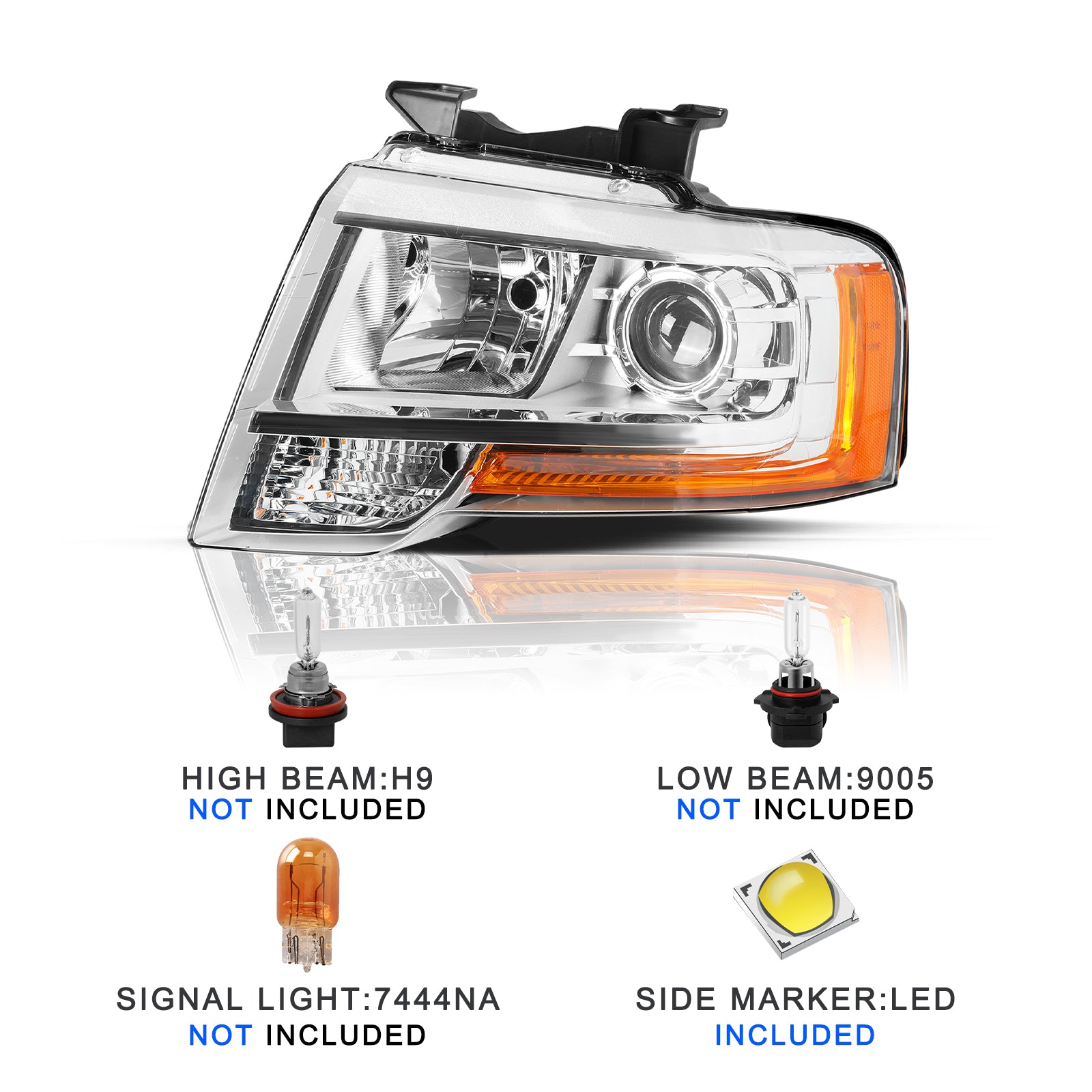 VehicleAid Halogen Projector Model Headlights For 2015-2017 Ford Expedition