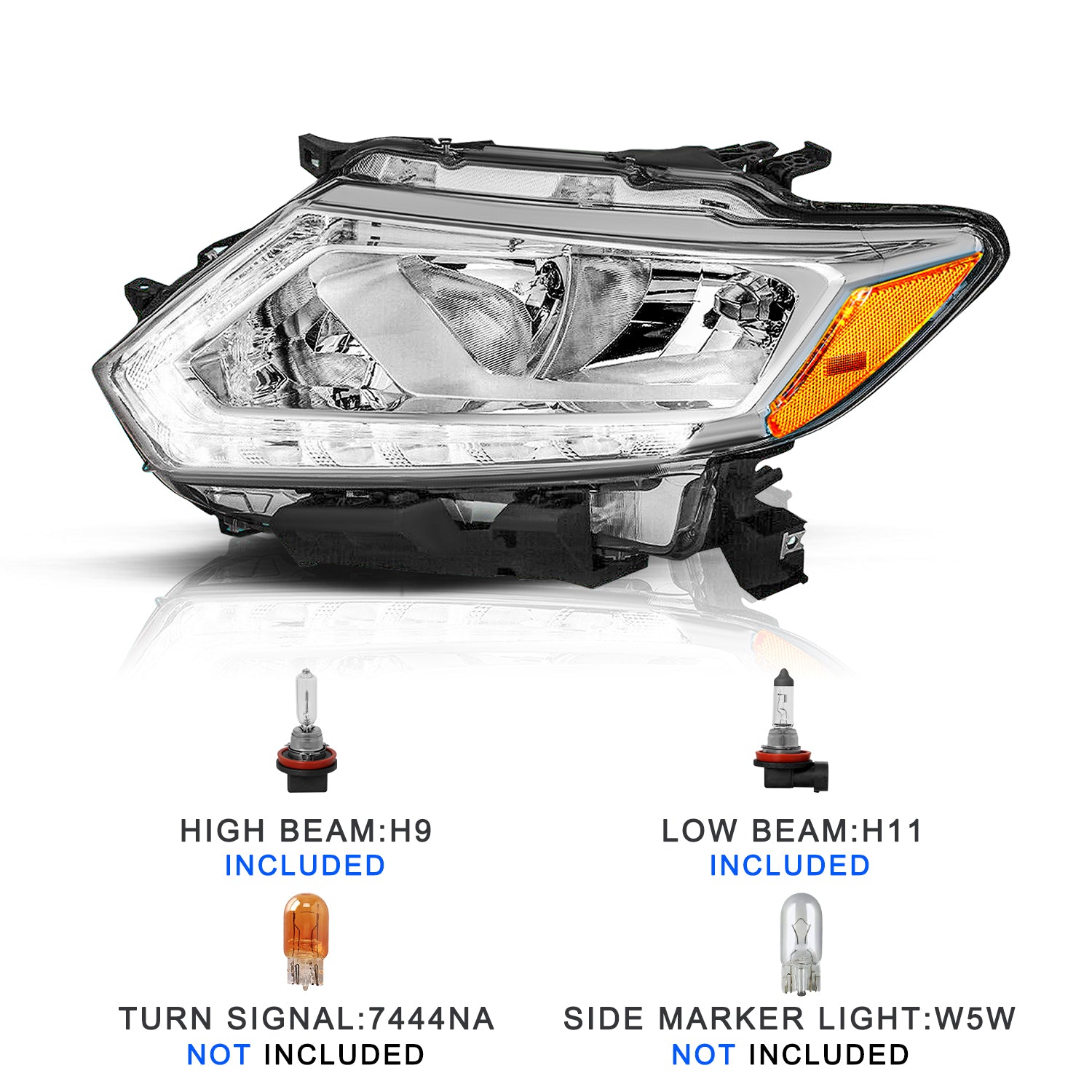 VehicleAid Headlights For 2014-2016 Nissan Rogue