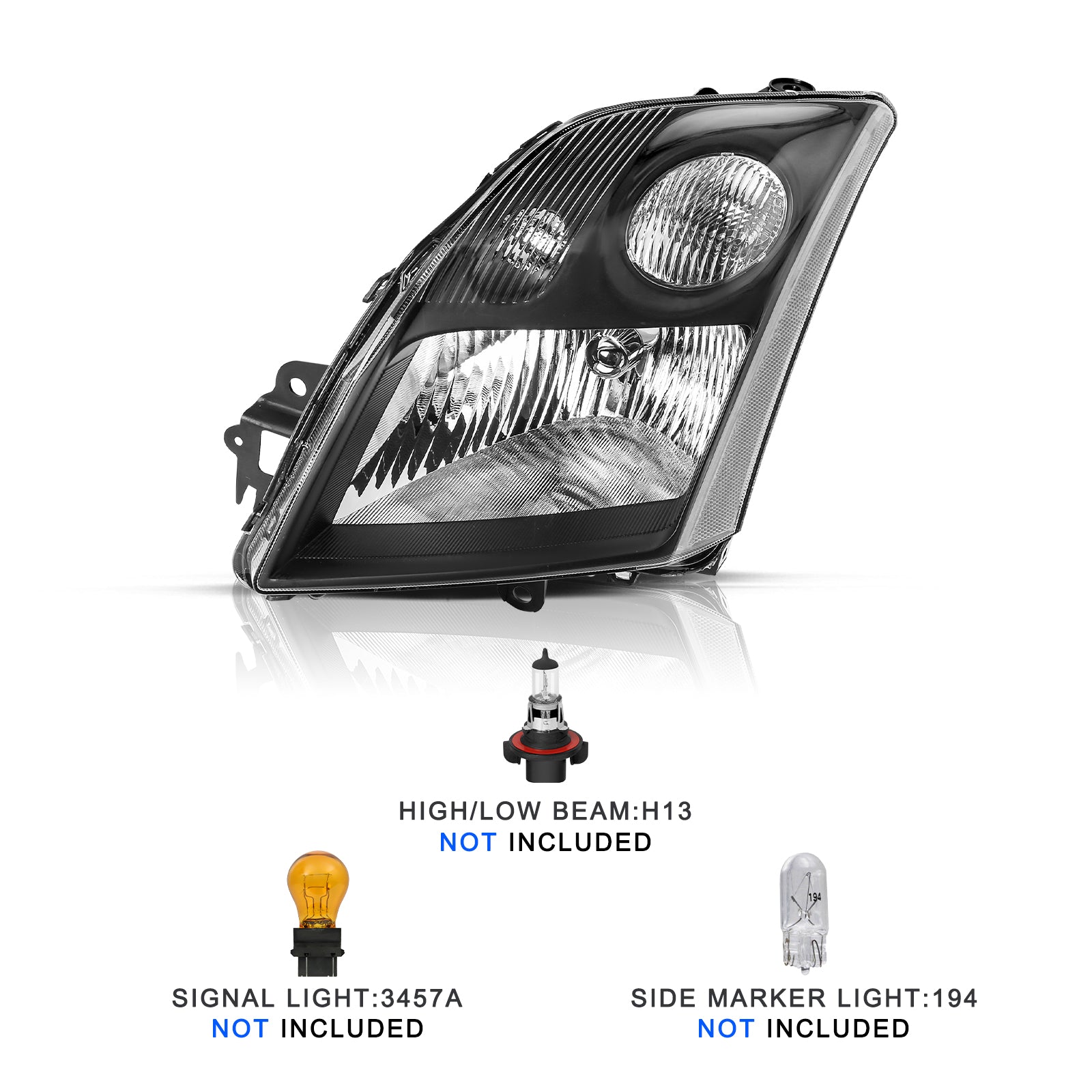 VehicleAid Headlights For 2007-2009 Nissan Sentra