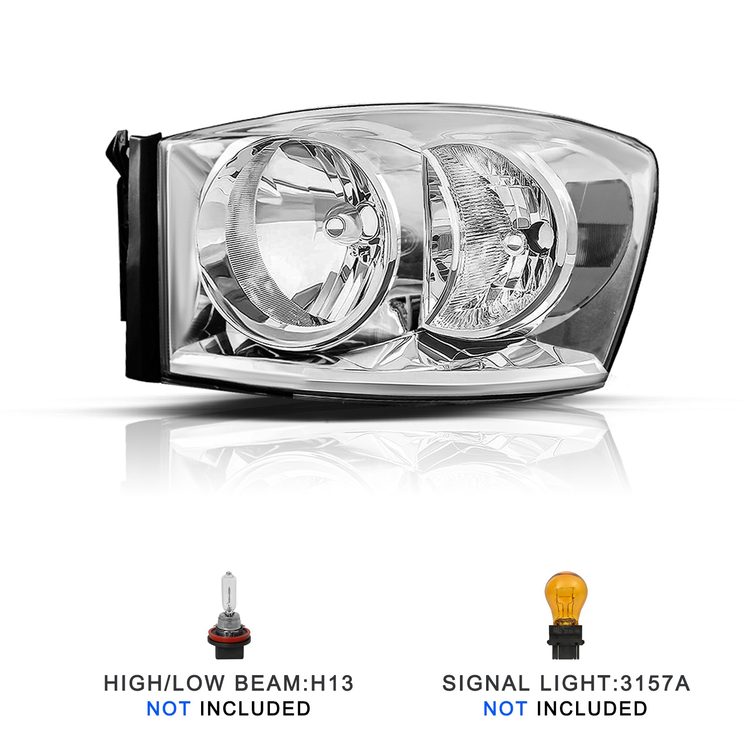 VehicleAid Headlights For 2006-2008 Dodge Ram 1500