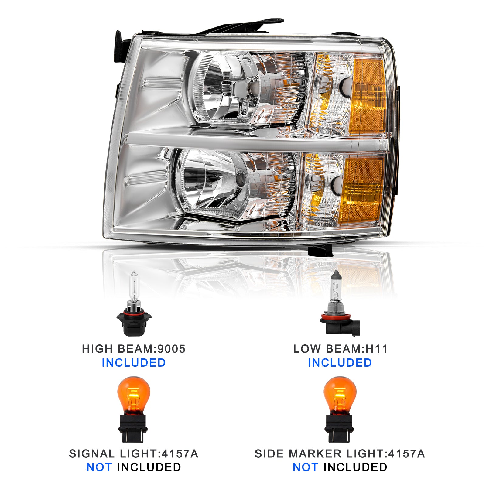 VehicleAid Headlights For 2012-2013 Chevy Silverado 3500