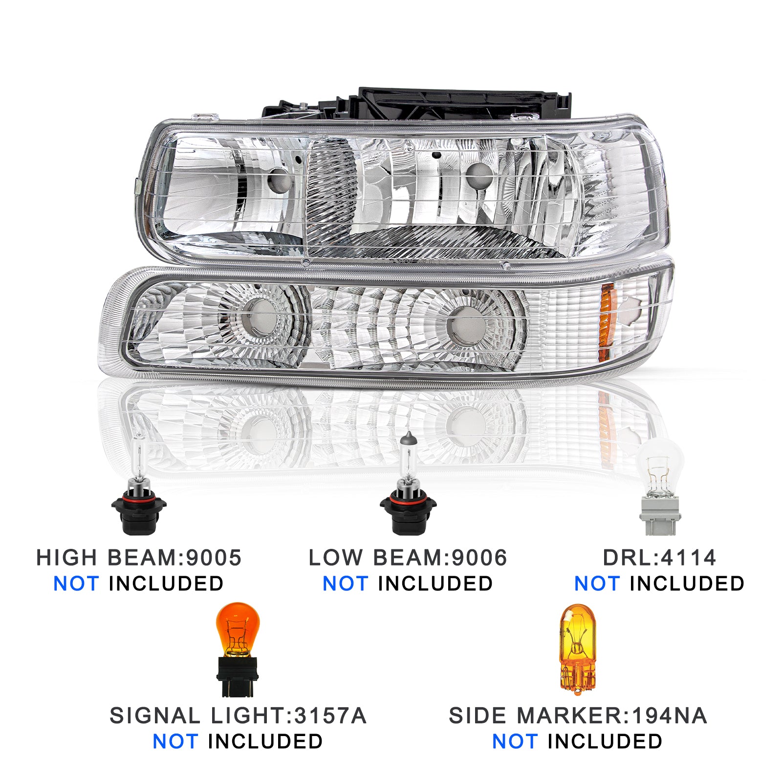 VehicleAid Headlights For 1999-2002 Chevy Silverado 2500