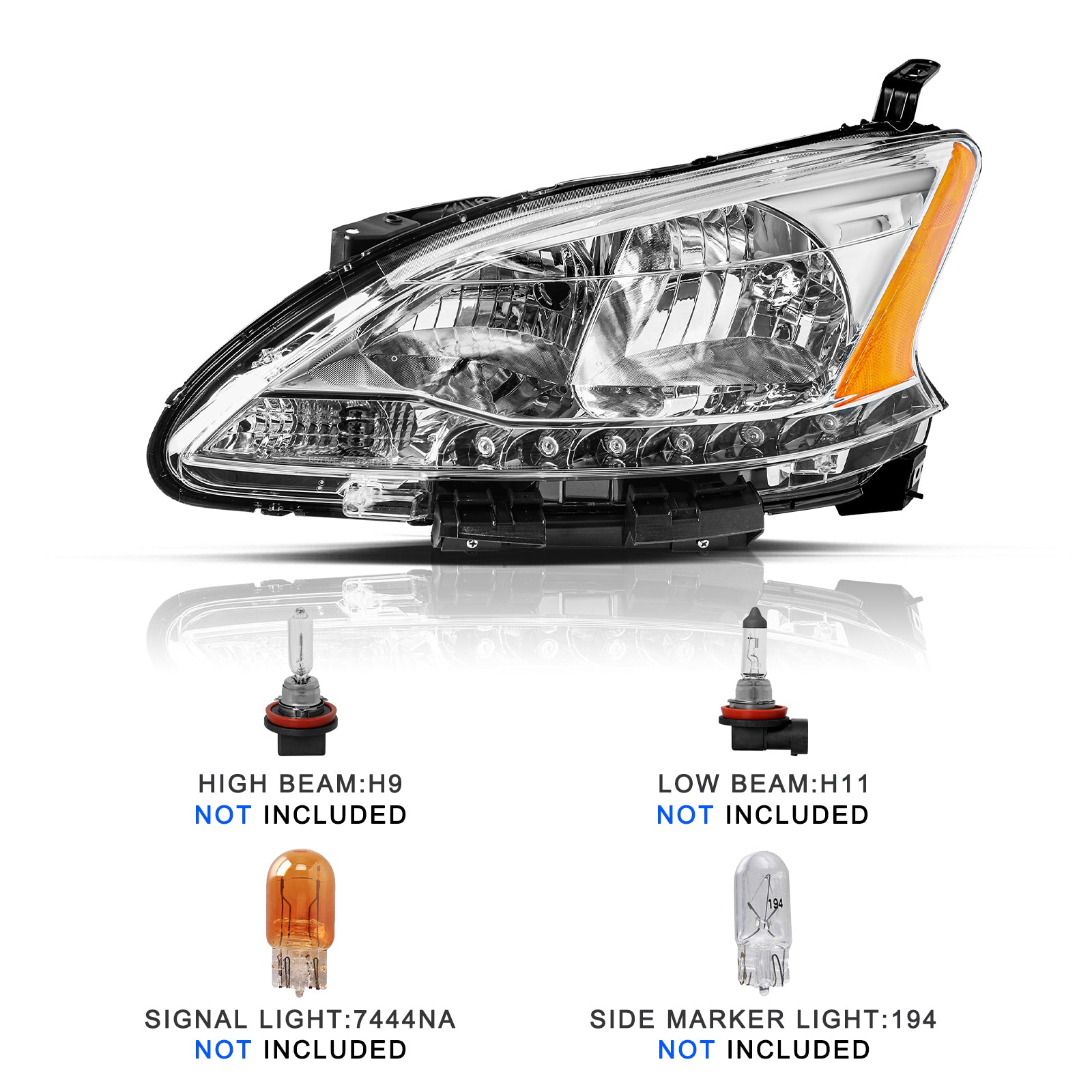 VehicleAid Headlights For 2013-2015 Nissan Sentra