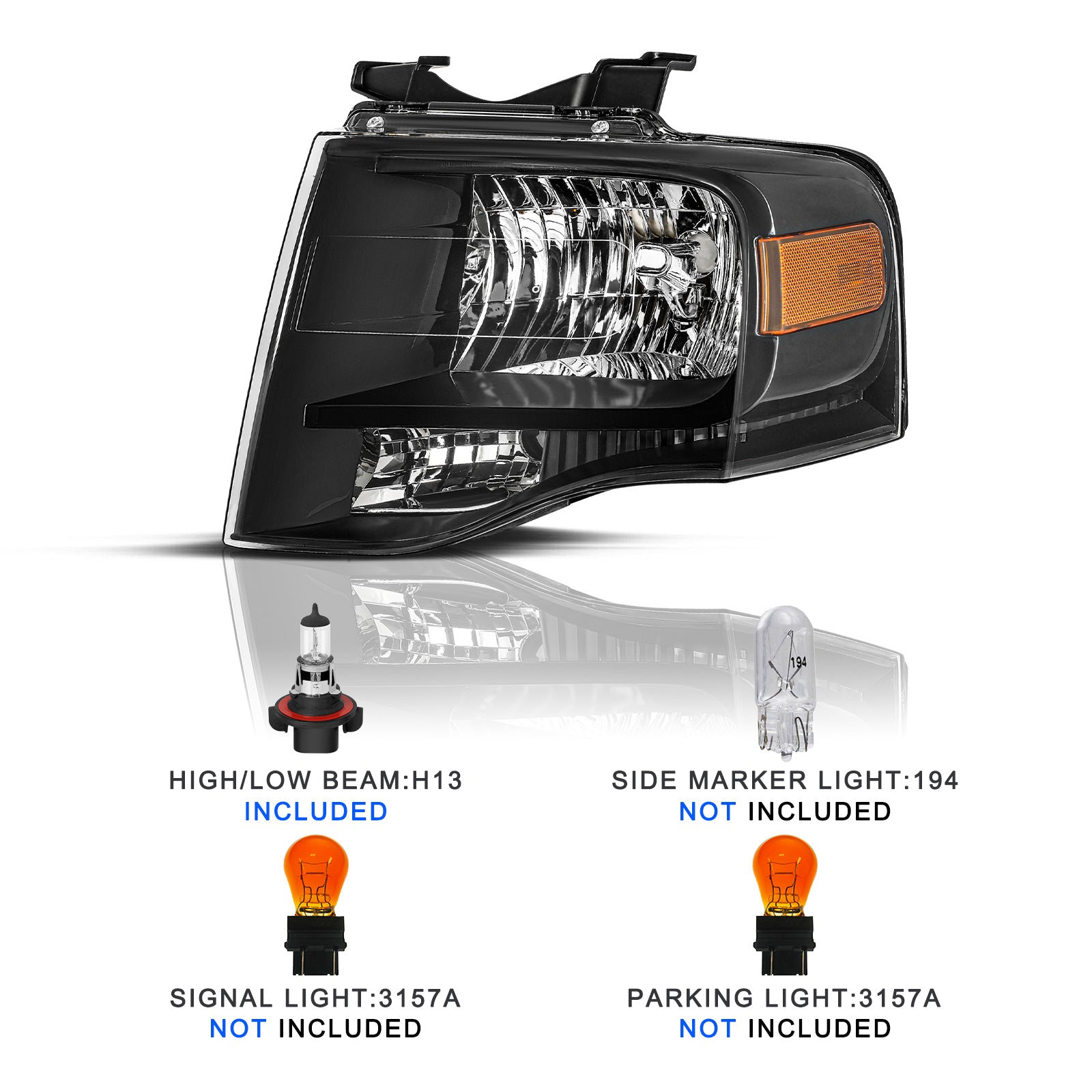 VehicleAid Headlights For 2007-2014 Ford Expedition