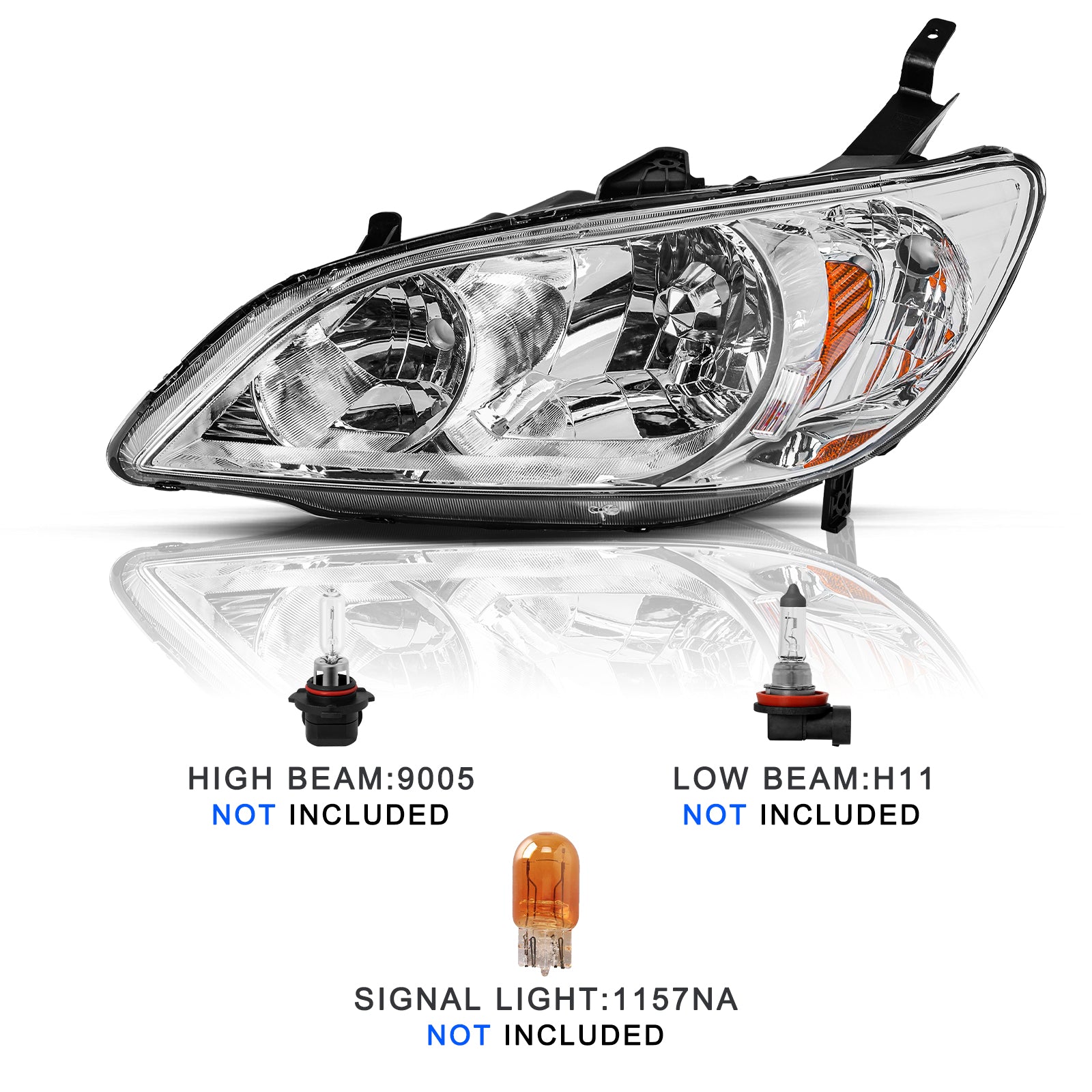 VehicleAid Headlights For 2004-2005 Honda Civic