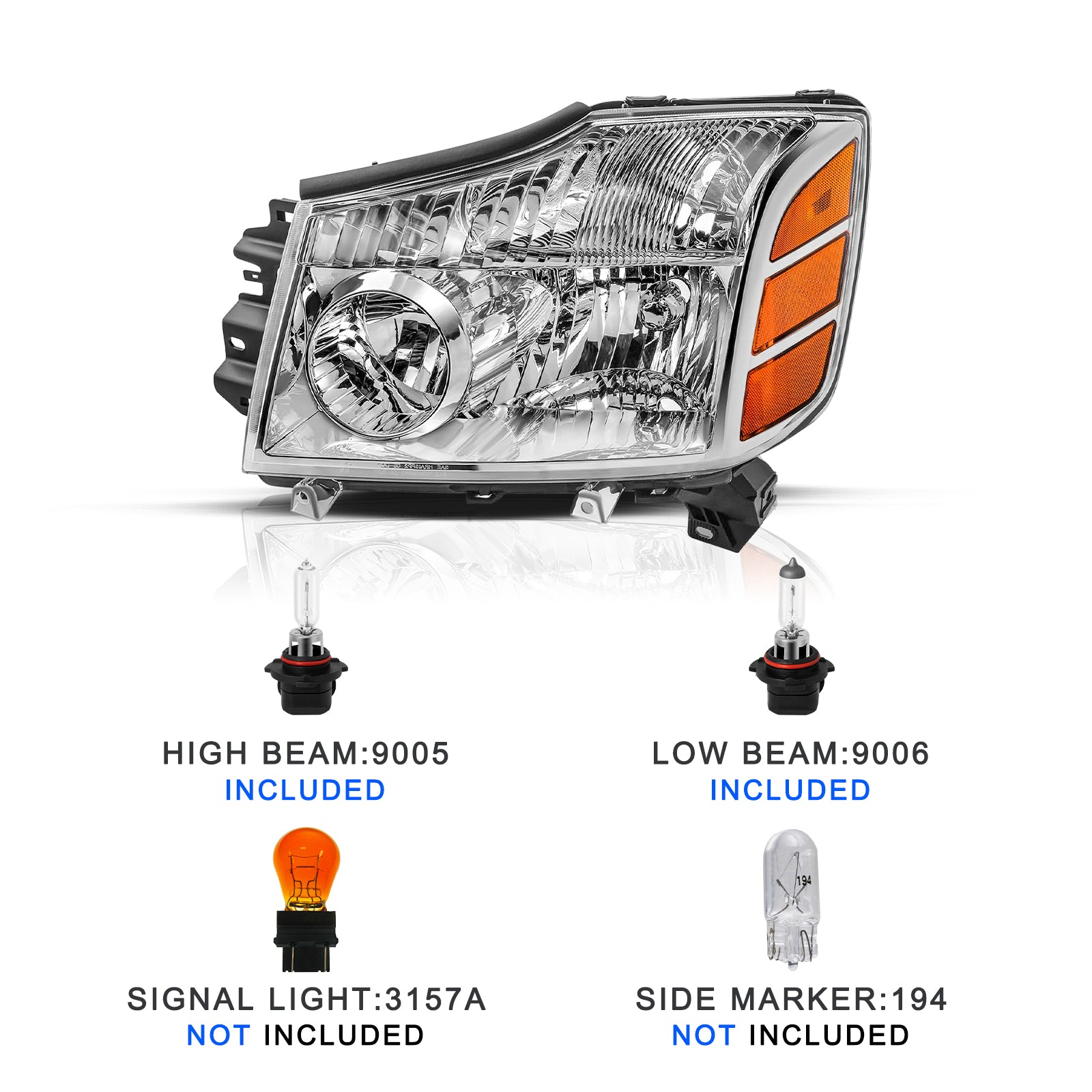 VehicleAid Headlights For 2004-2015 Nissan Titan