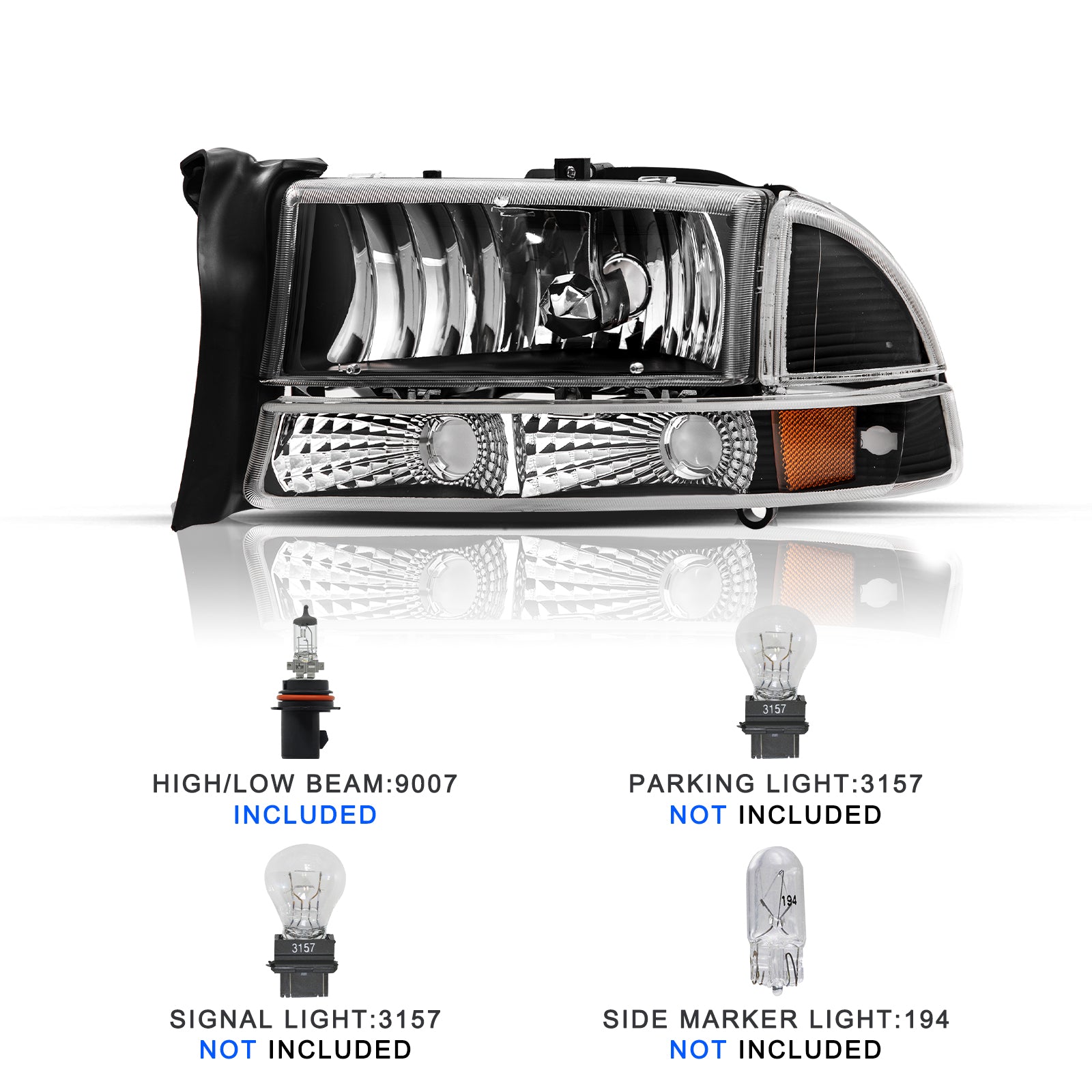 VehicleAid Headlights For 1997-2004 Dodge Dakota