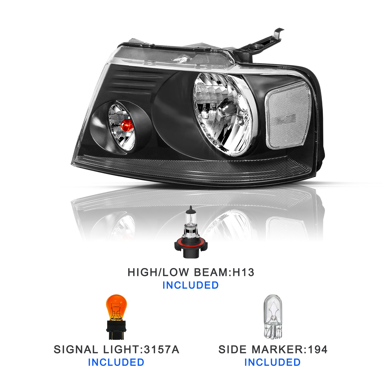 VehicleAid Headlights For 2004-2008 Ford F150 Pickup