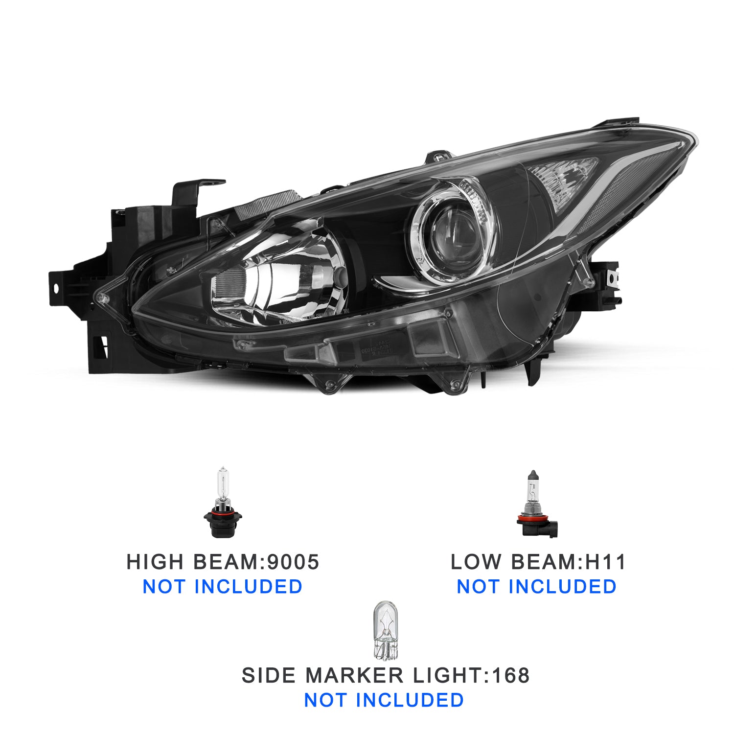 VehicleAid Headlights For 2014-2016 Mazda 3