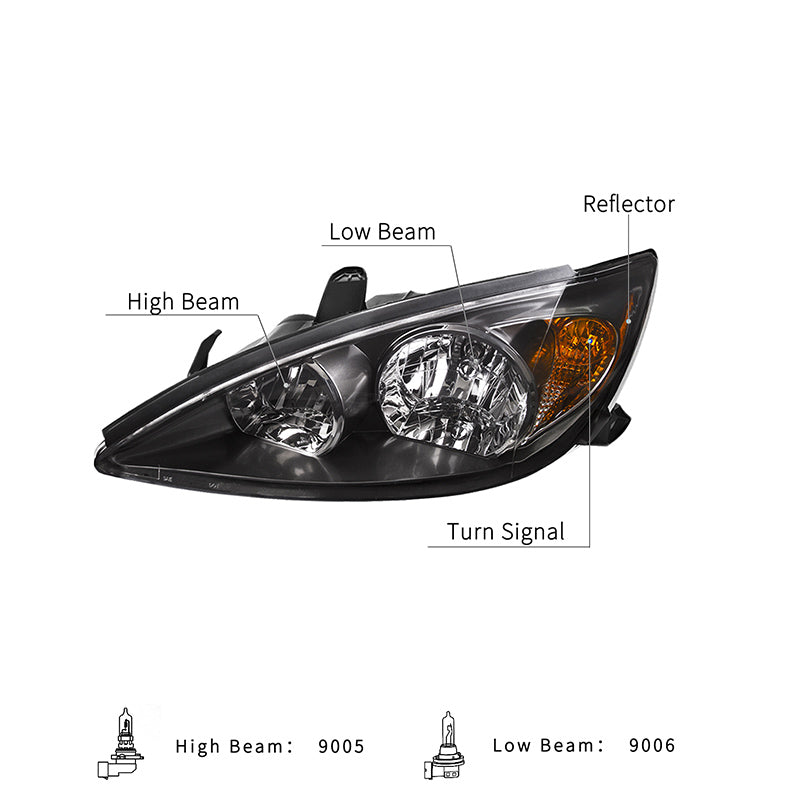 VehicleAid Headlights For 2002-2004 Toyota Camry