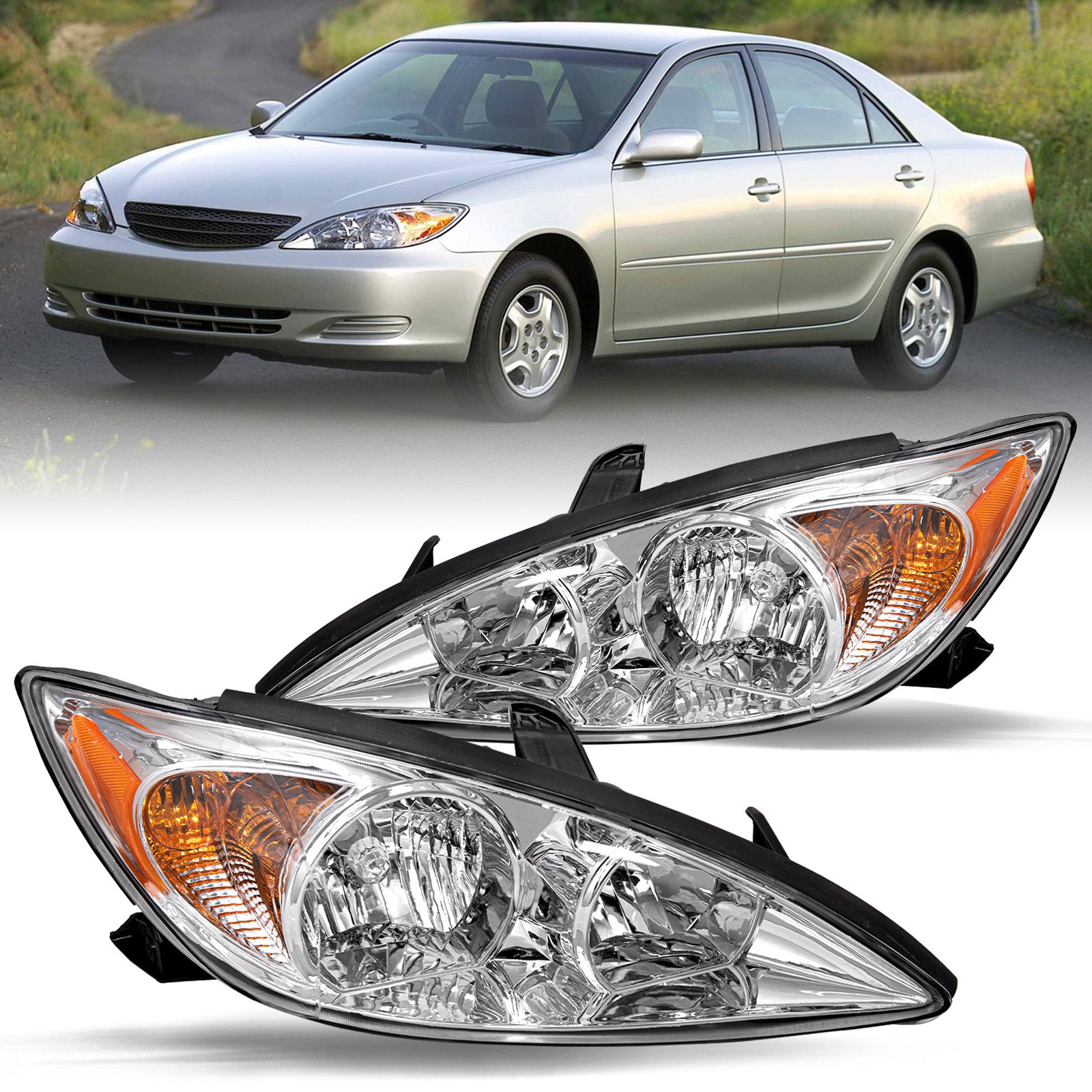 VehicleAid Headlights For 2002-2004 Toyota Camry