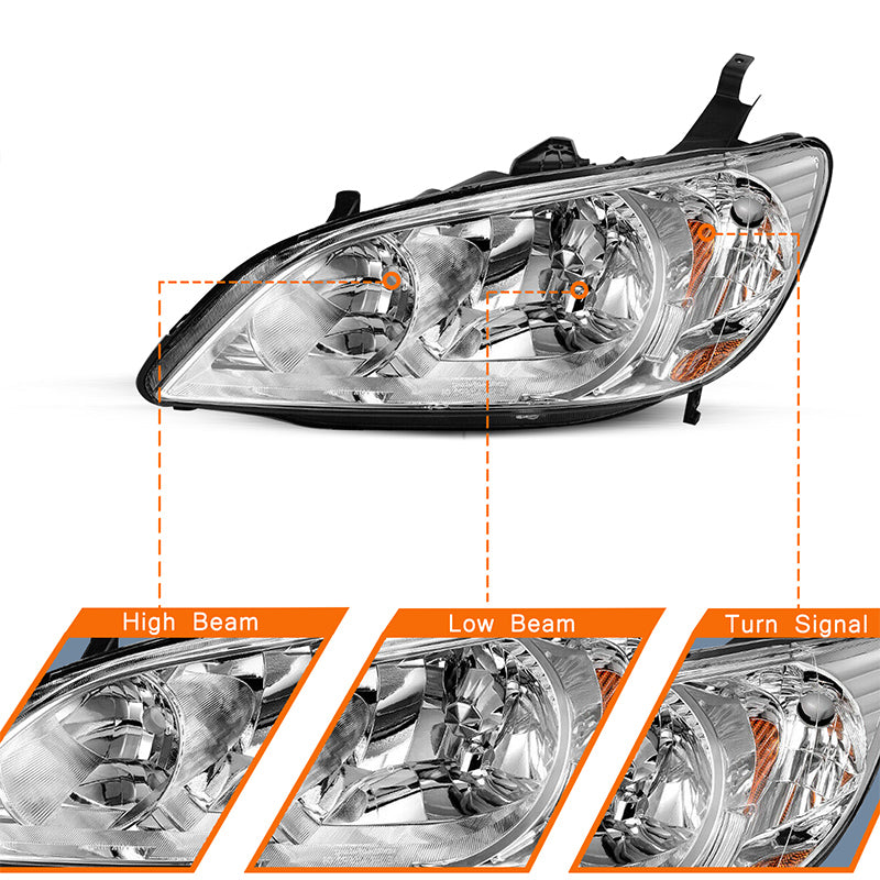 VehicleAid Headlights For 2004-2005 Honda Civic