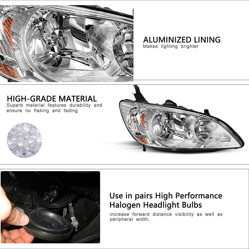 VehicleAid Headlights For 2004-2005 Honda Civic