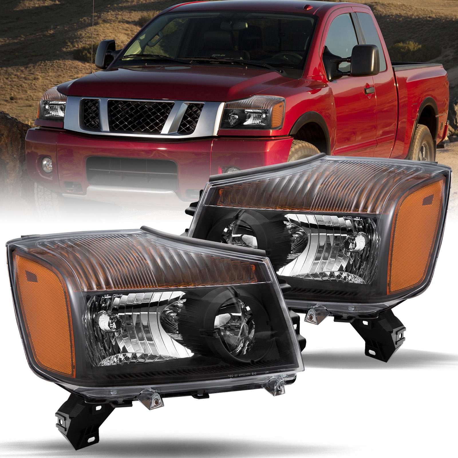 VehicleAid Headlights For 2004-2015 Nissan Titan/2005-2007 Nissan Armada