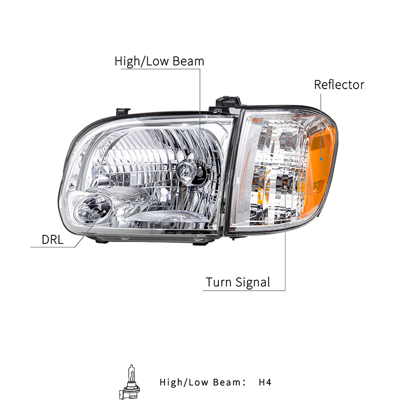 VehicleAid-For 2005-2007 Toyota Sequoia Pickup Headlights