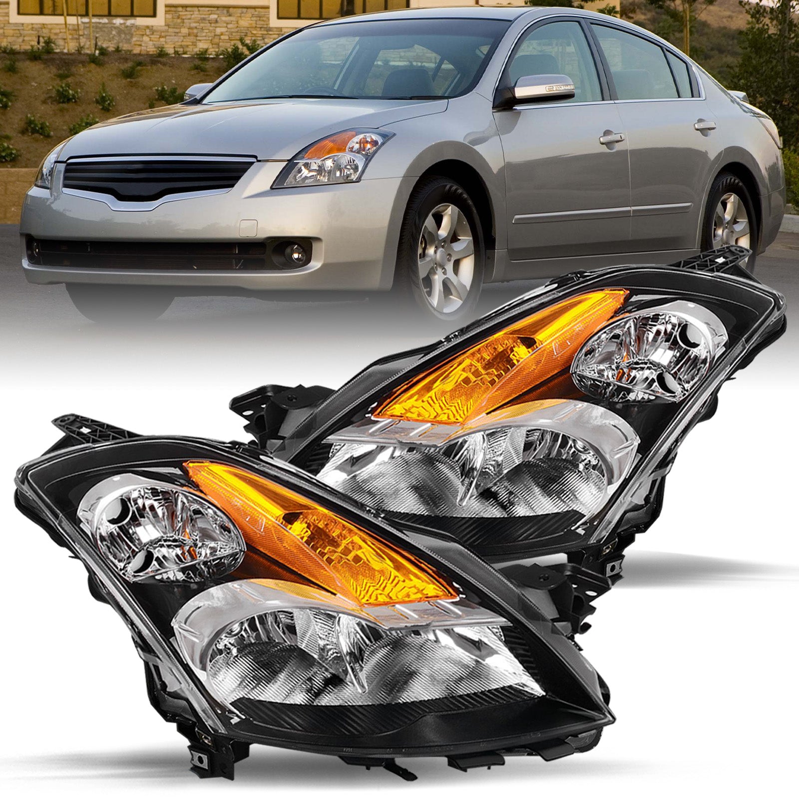 VehicleAid Headlights For 2007-2009 Nissan Altima