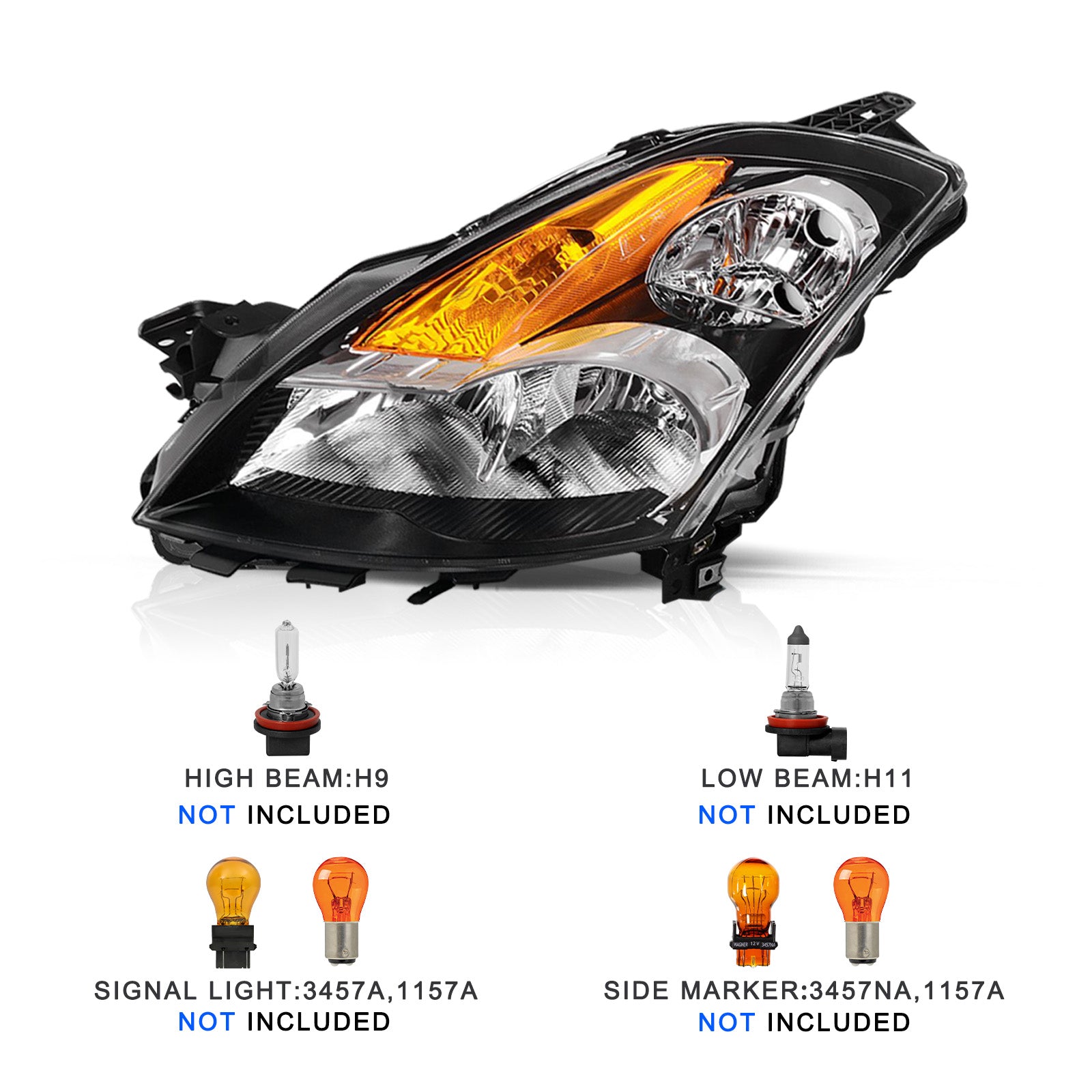 VehicleAid Headlights For 2007-2009 Nissan Altima