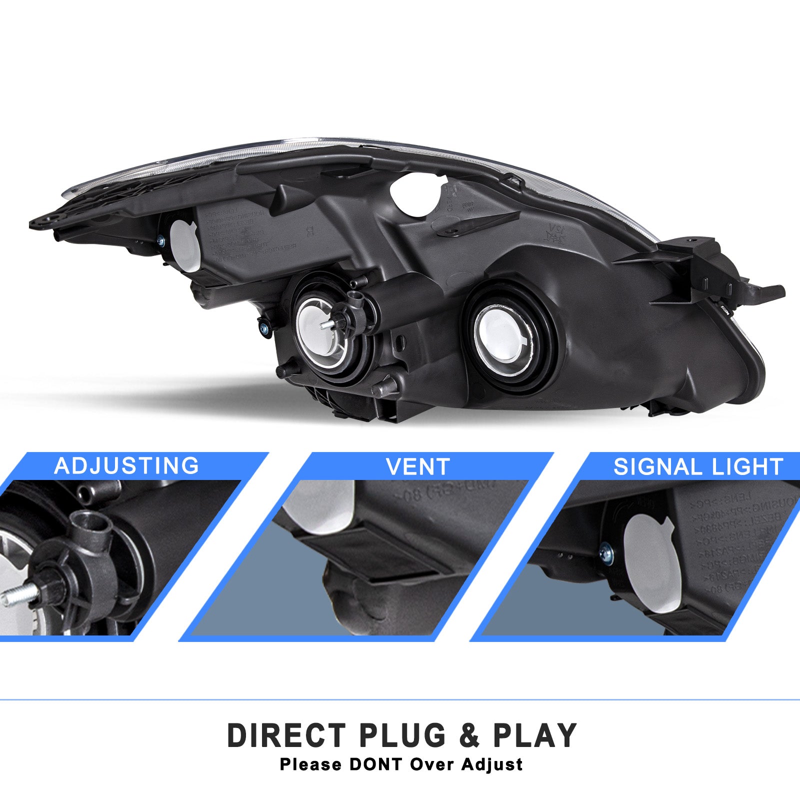 VehicleAid Headlights For 2007-2009 Nissan Altima